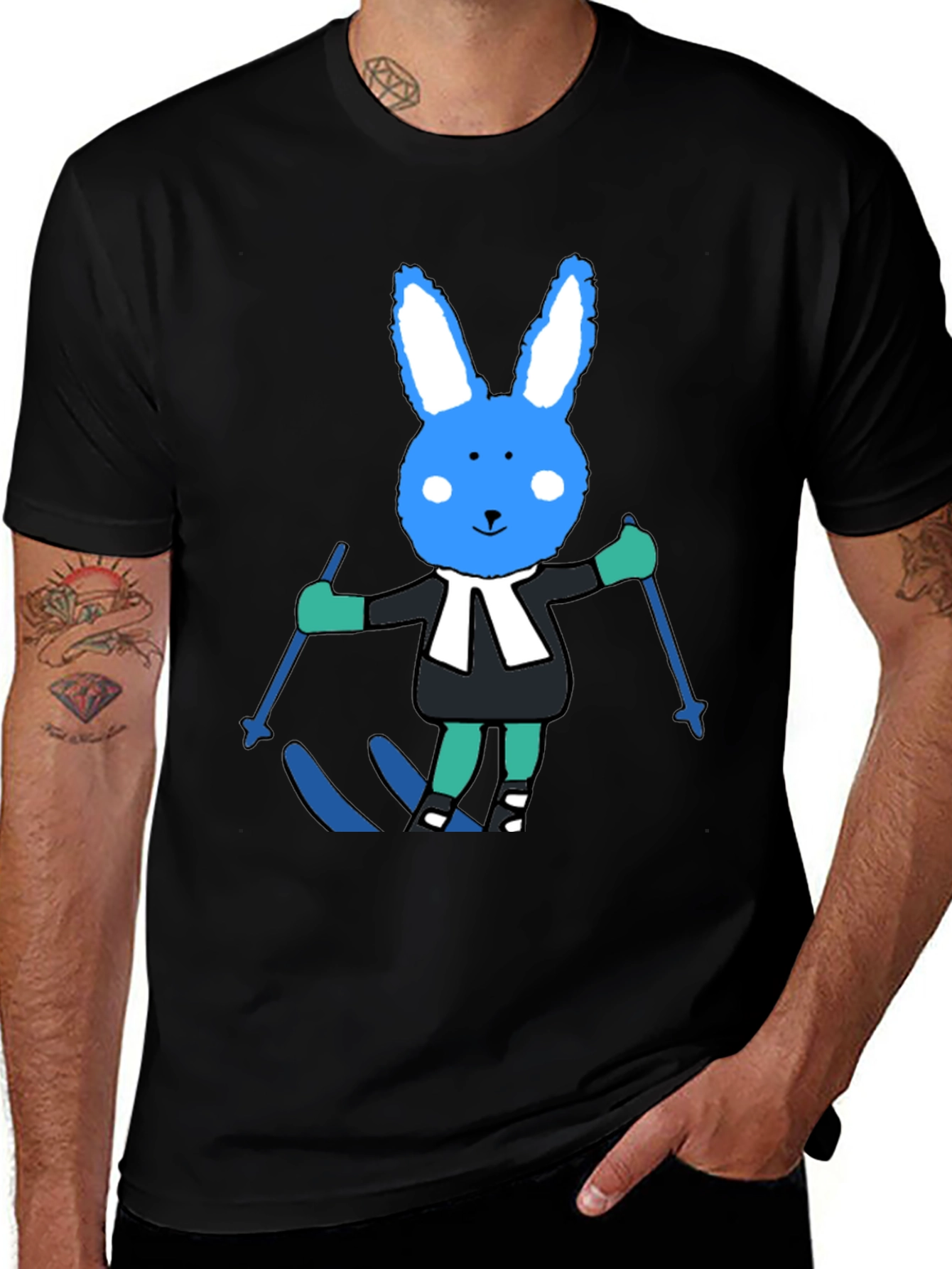 Ski Bunny Tee: Fun Cartoon Rabbit T-Shirt