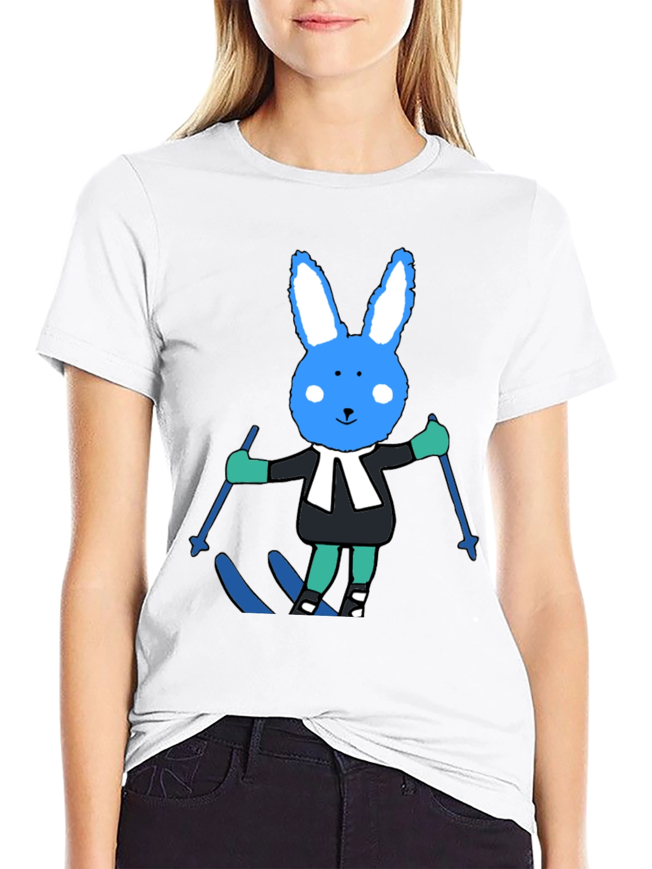 Ski Bunny Tee: Fun Cartoon Rabbit T-Shirt