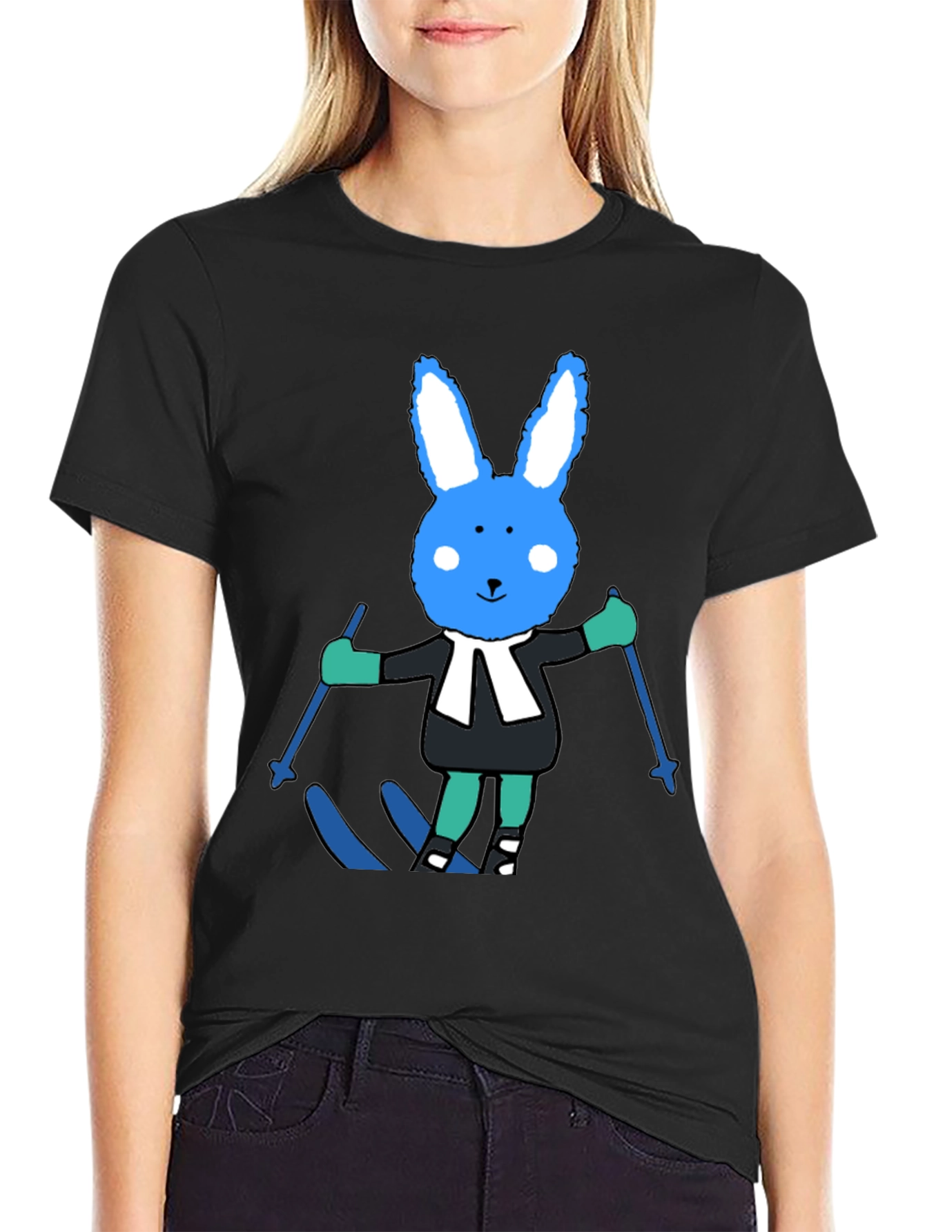 Ski Bunny Tee: Fun Cartoon Rabbit T-Shirt