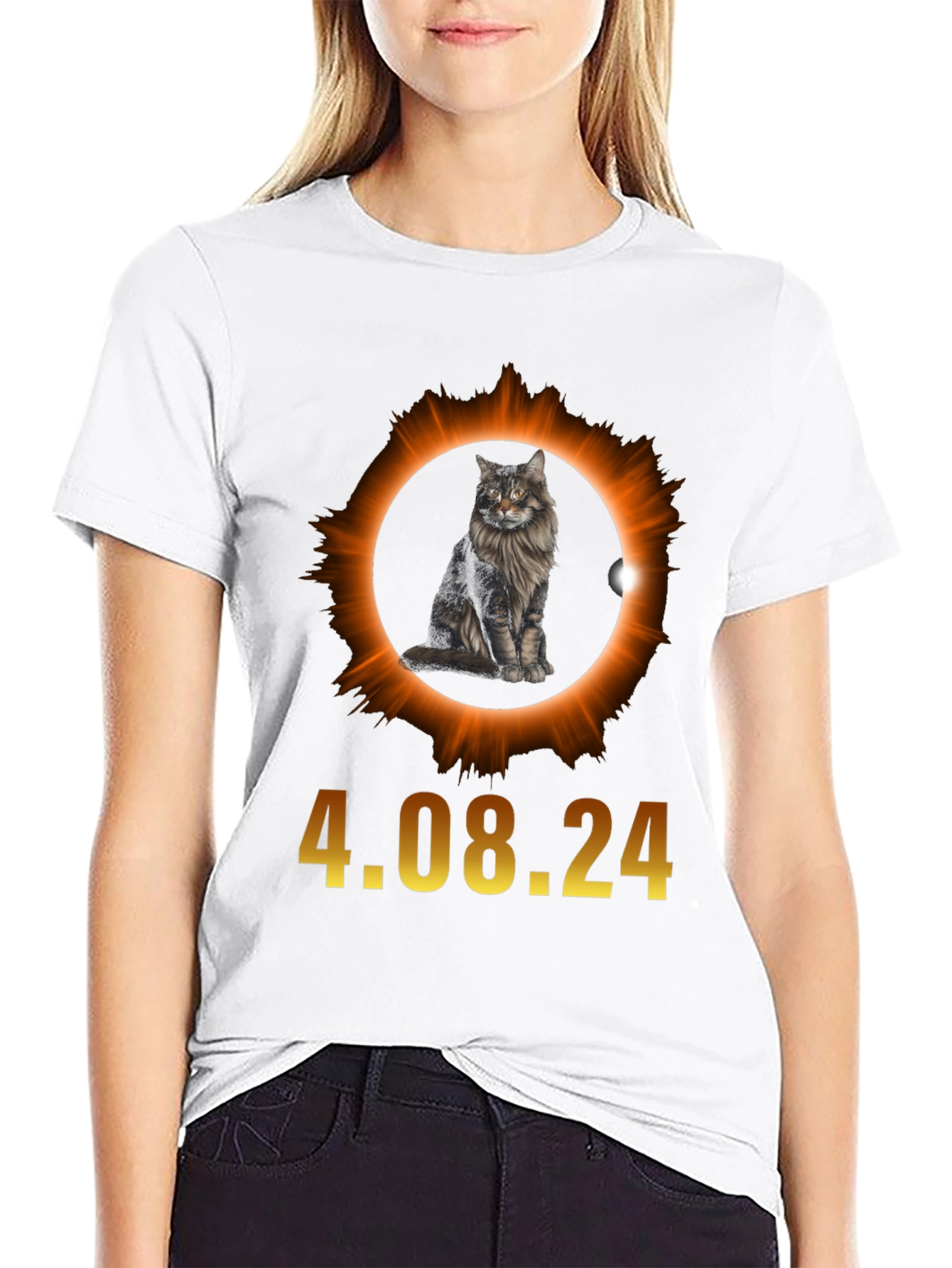 Total Solar Eclipse 4.08.24 Cat Graphic Tee