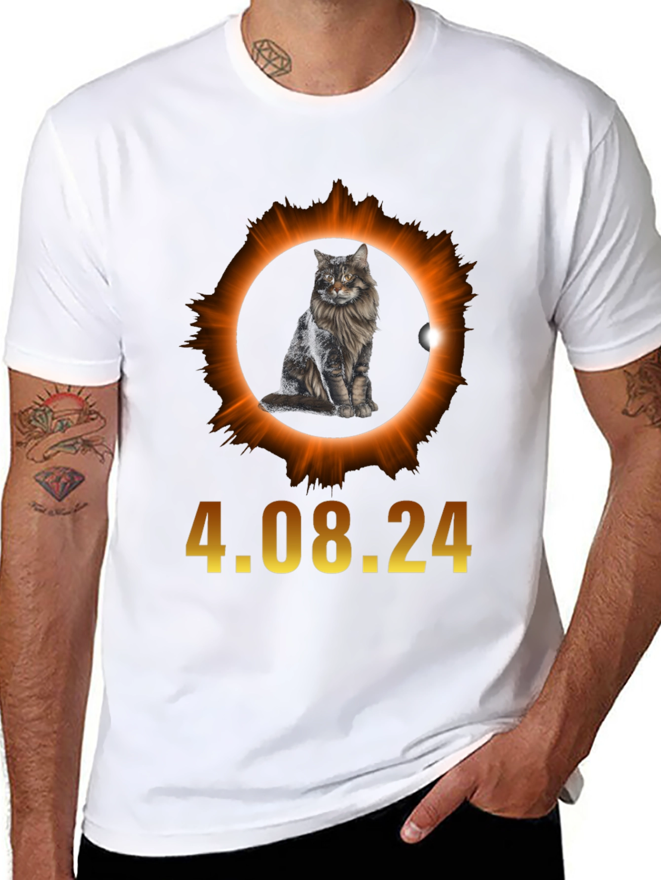 Total Solar Eclipse 4.08.24 Cat Graphic Tee