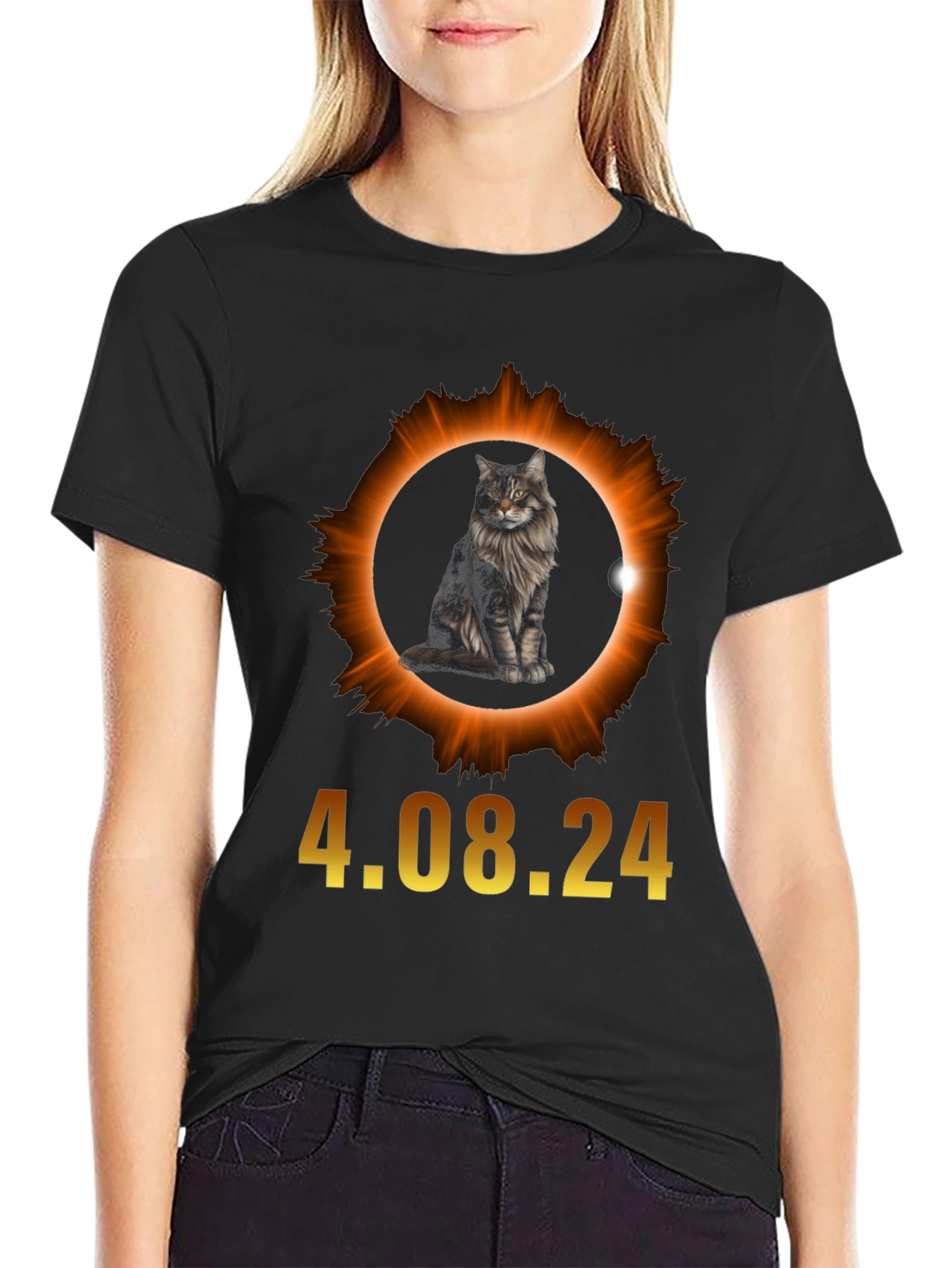 Total Solar Eclipse 4.08.24 Cat Graphic Tee