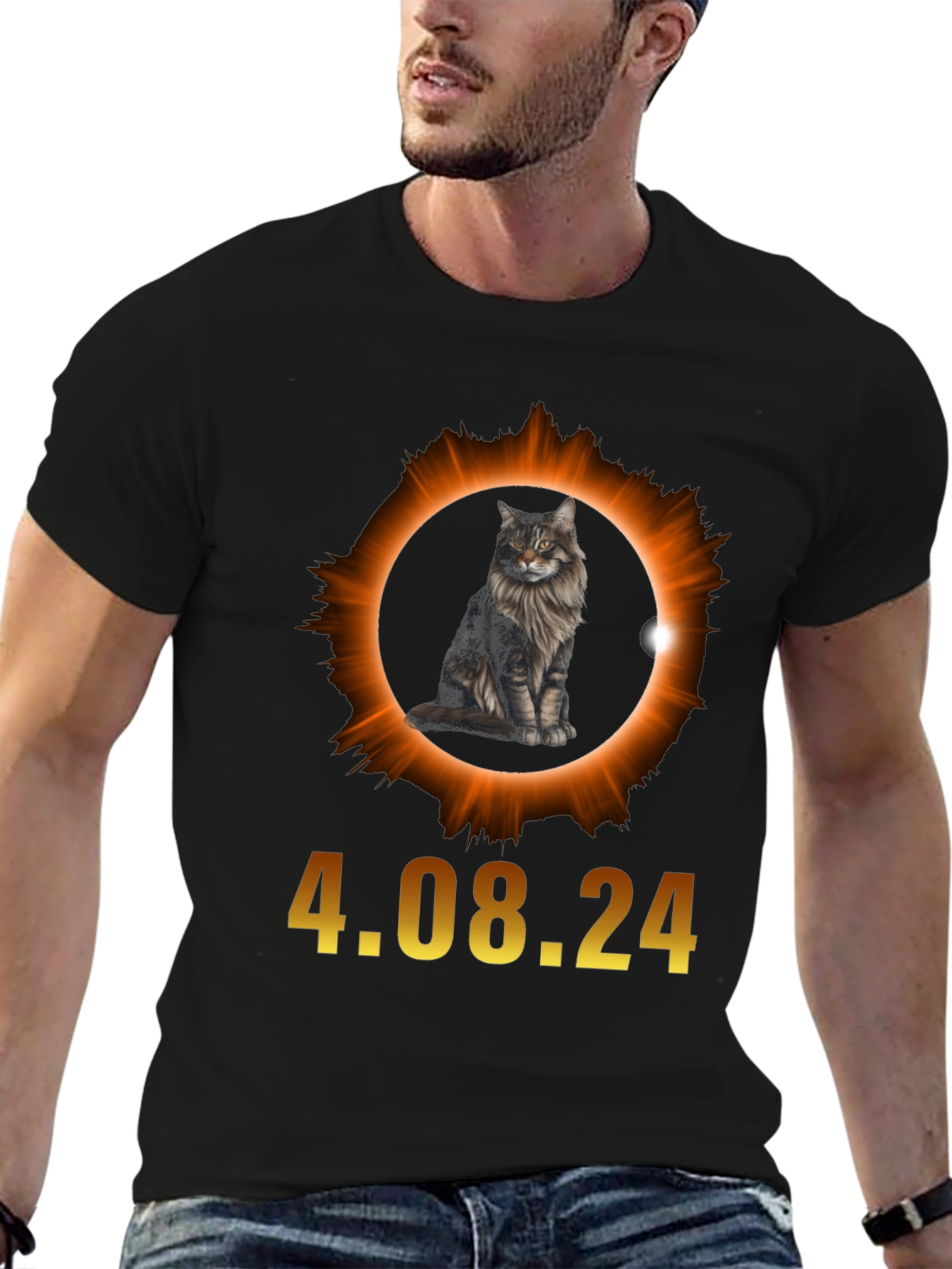Total Solar Eclipse 4.08.24 Cat Graphic Tee