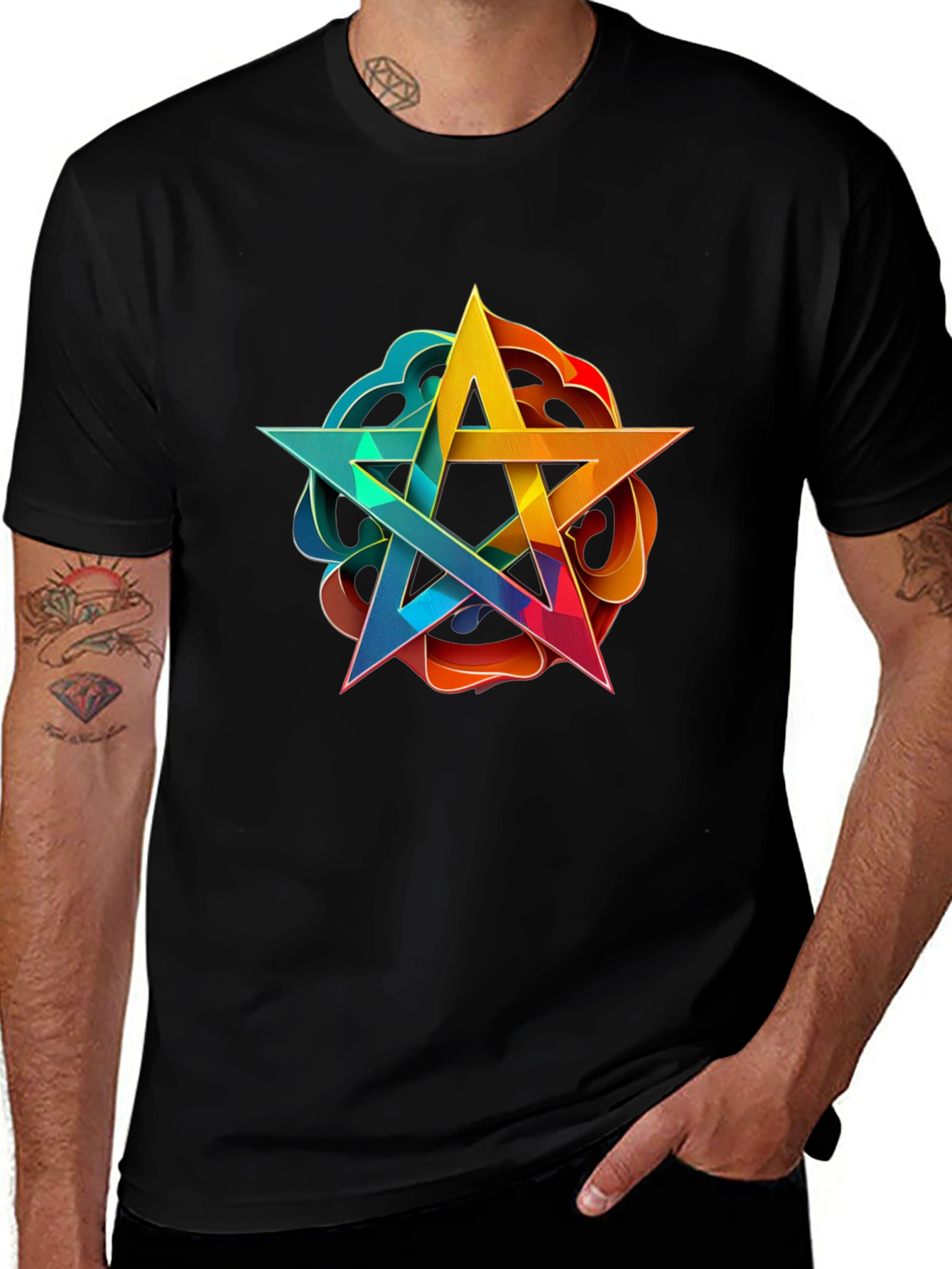 Geometric Star Graphic Tee - Stylish Comfort
