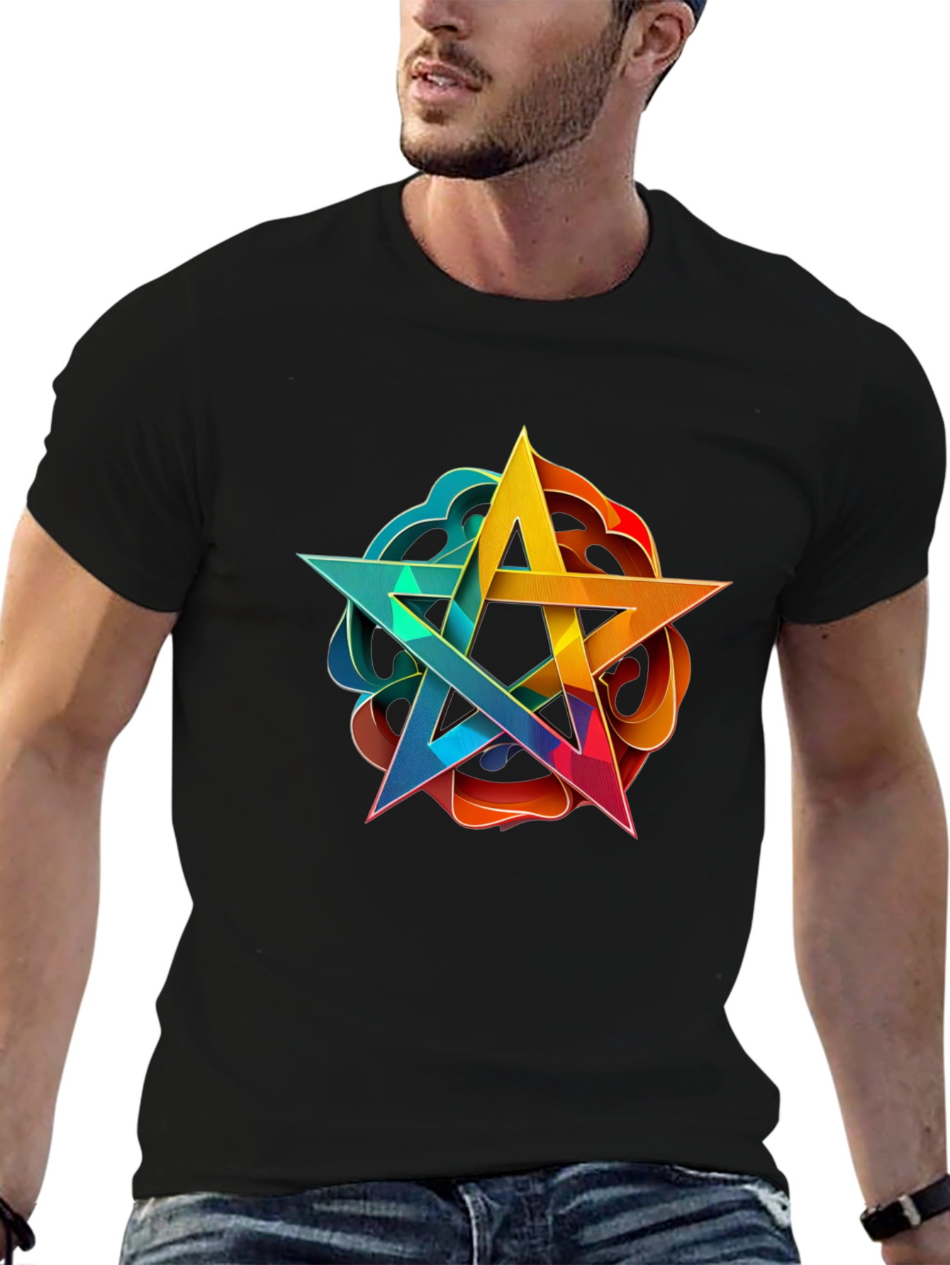 Geometric Star Graphic Tee - Stylish Comfort
