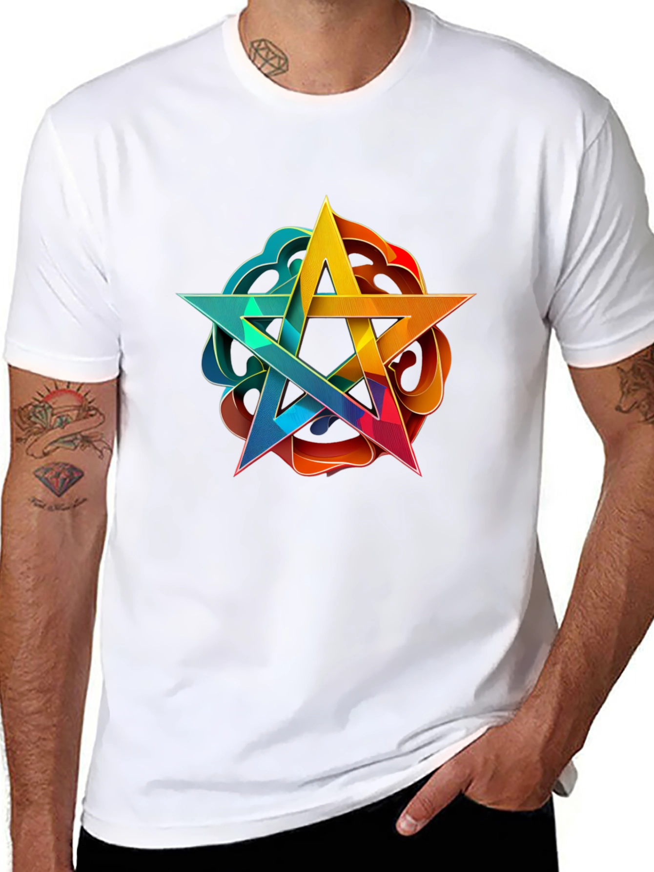 Geometric Star Graphic Tee - Stylish Comfort