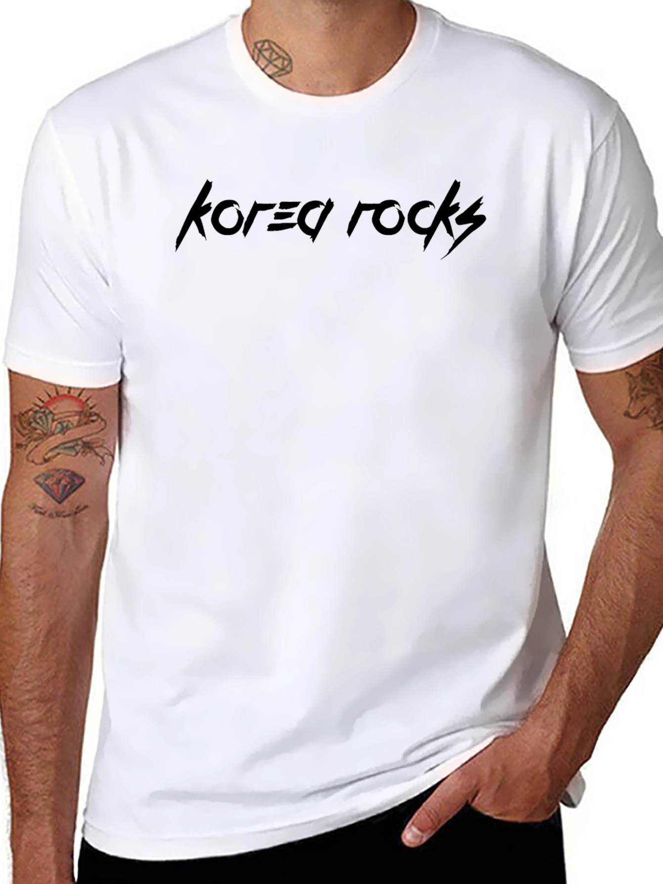 Korea Rocks Black Graphic T-Shirt