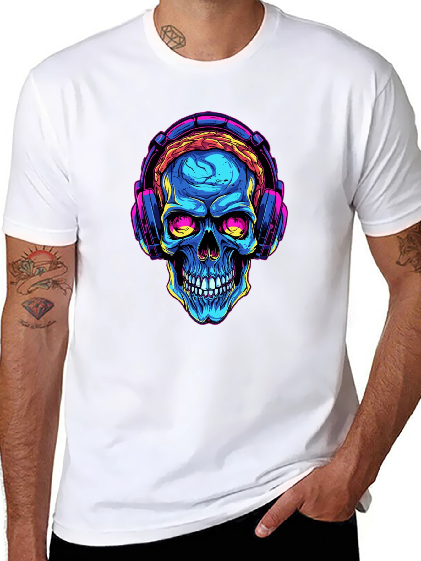 Skull with Headphones Graphic Tee