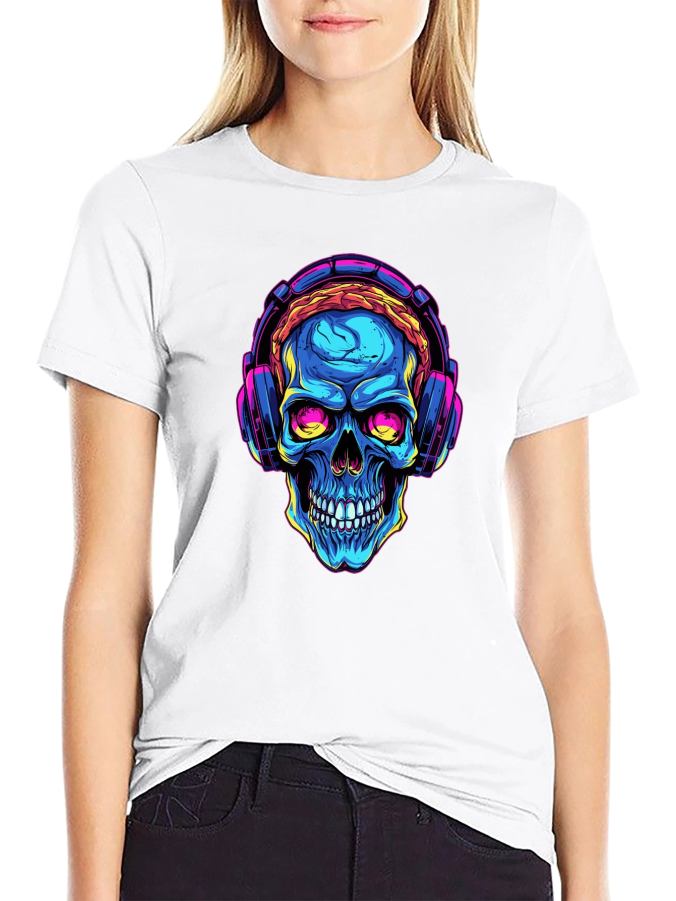 Skull with Headphones Graphic Tee