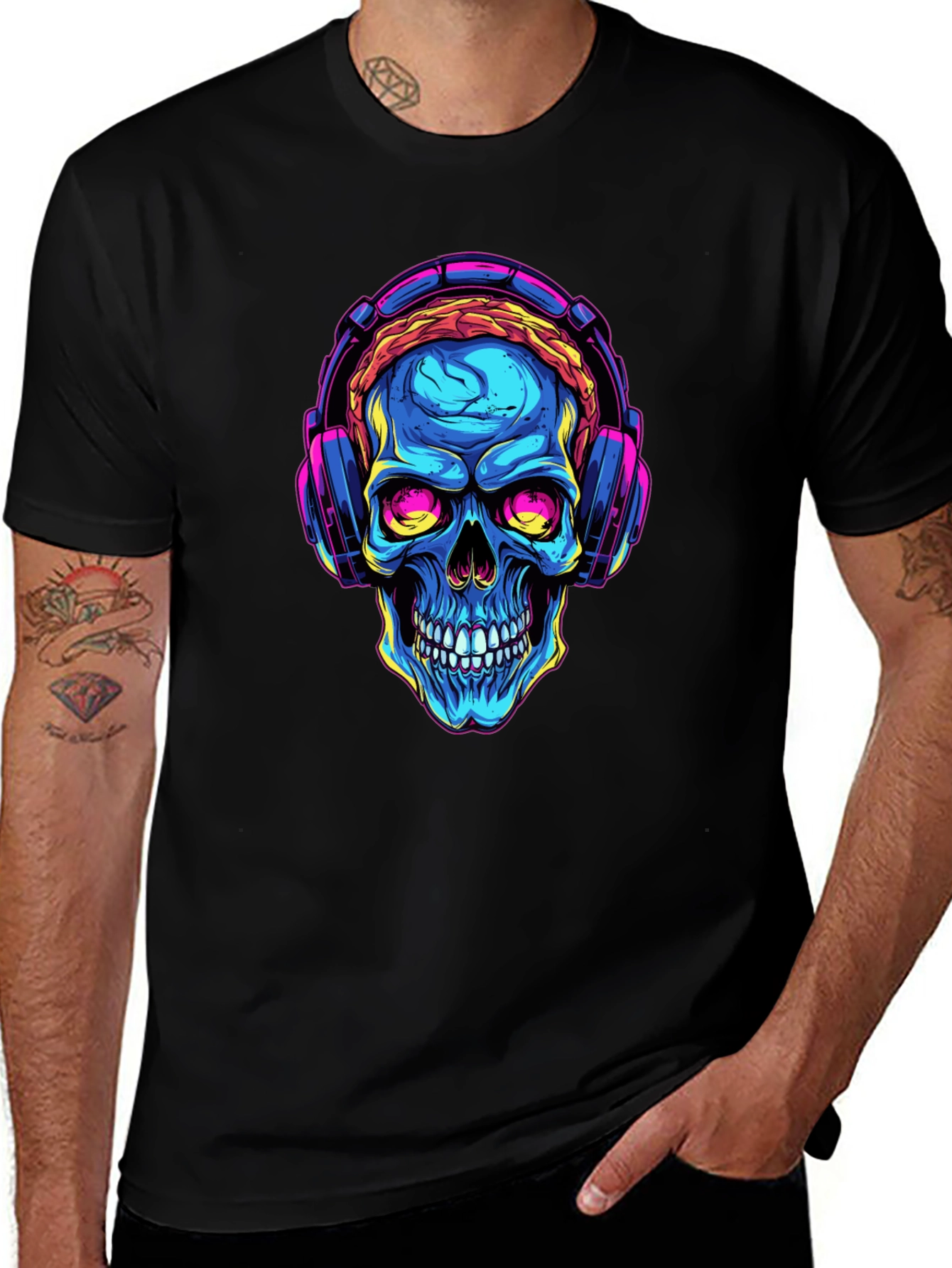 Skull with Headphones Graphic Tee