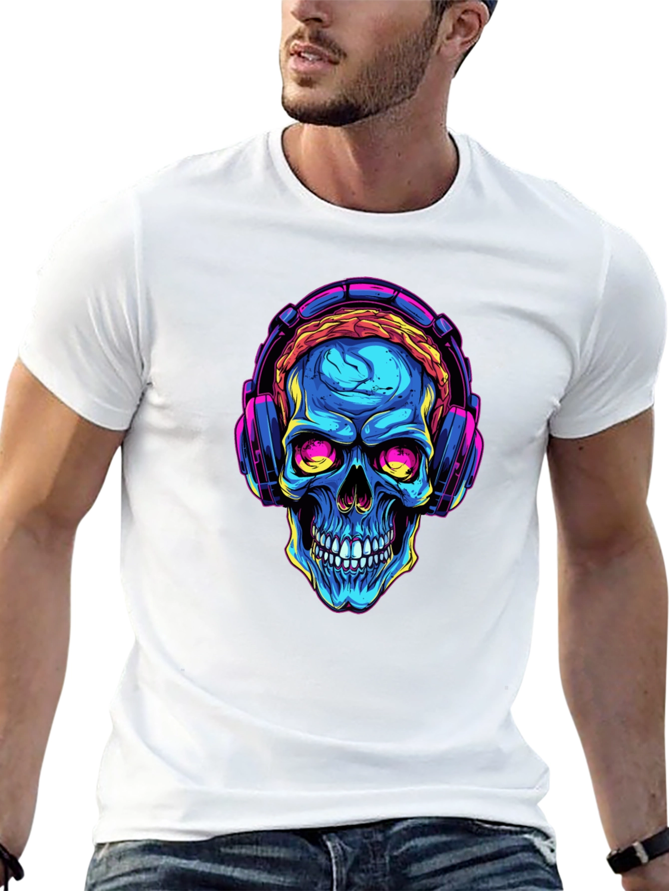 Skull with Headphones Graphic Tee