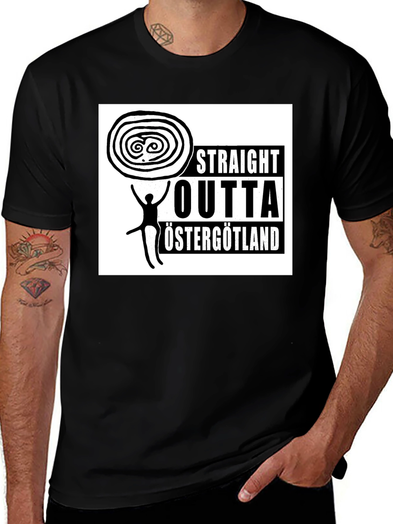 Straight Outta Östergötland Black T-Shirt