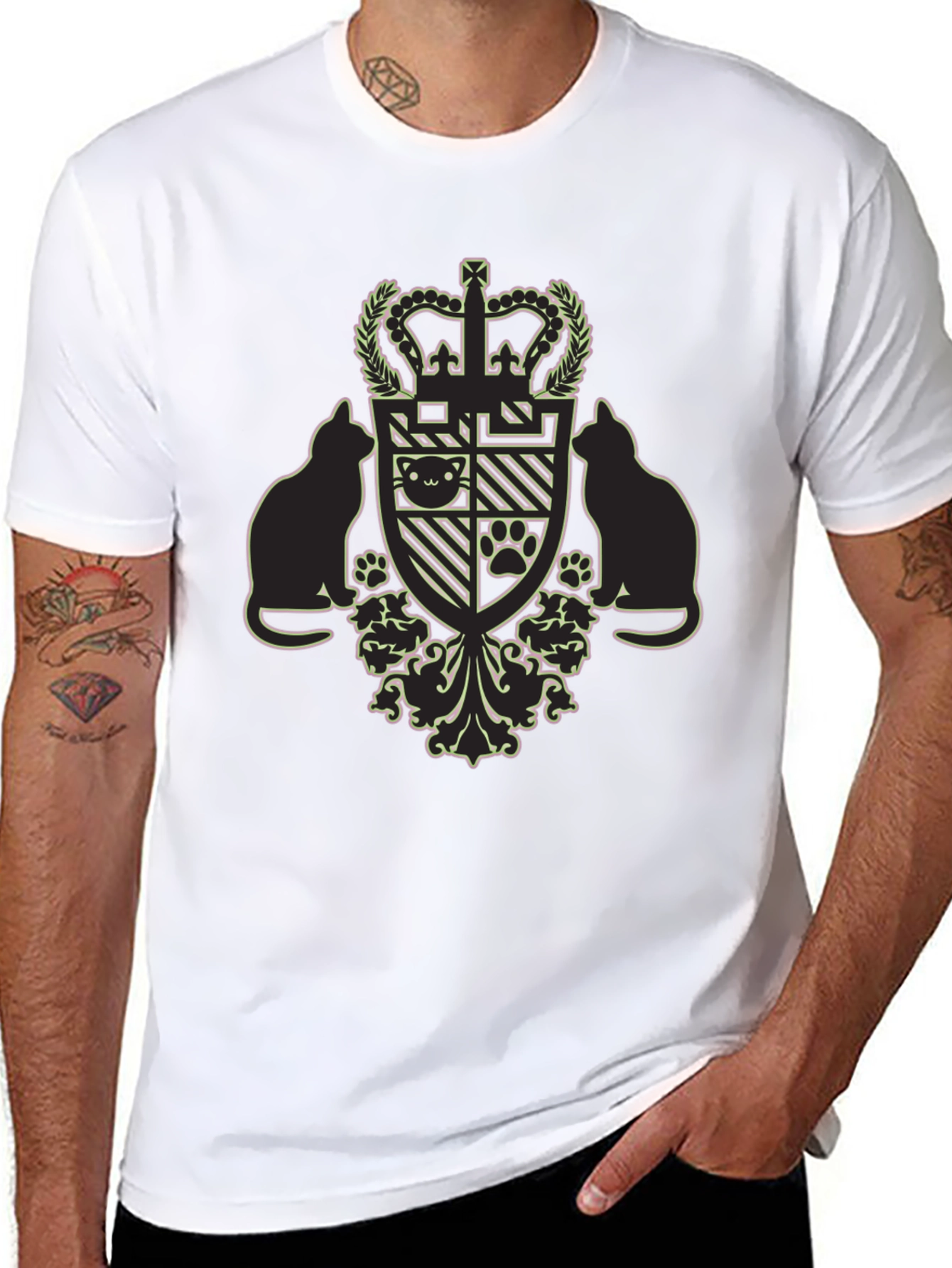 Royal Cat Crest Black T-Shirt