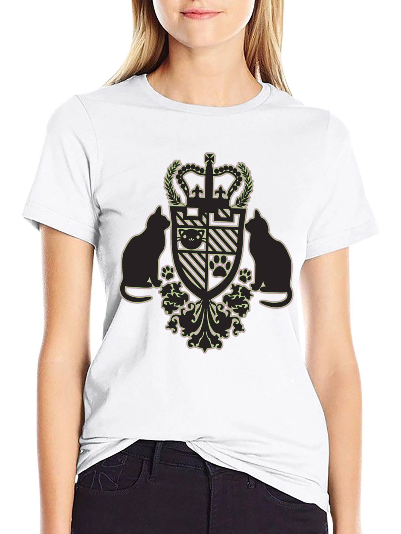 Royal Cat Crest Black T-Shirt