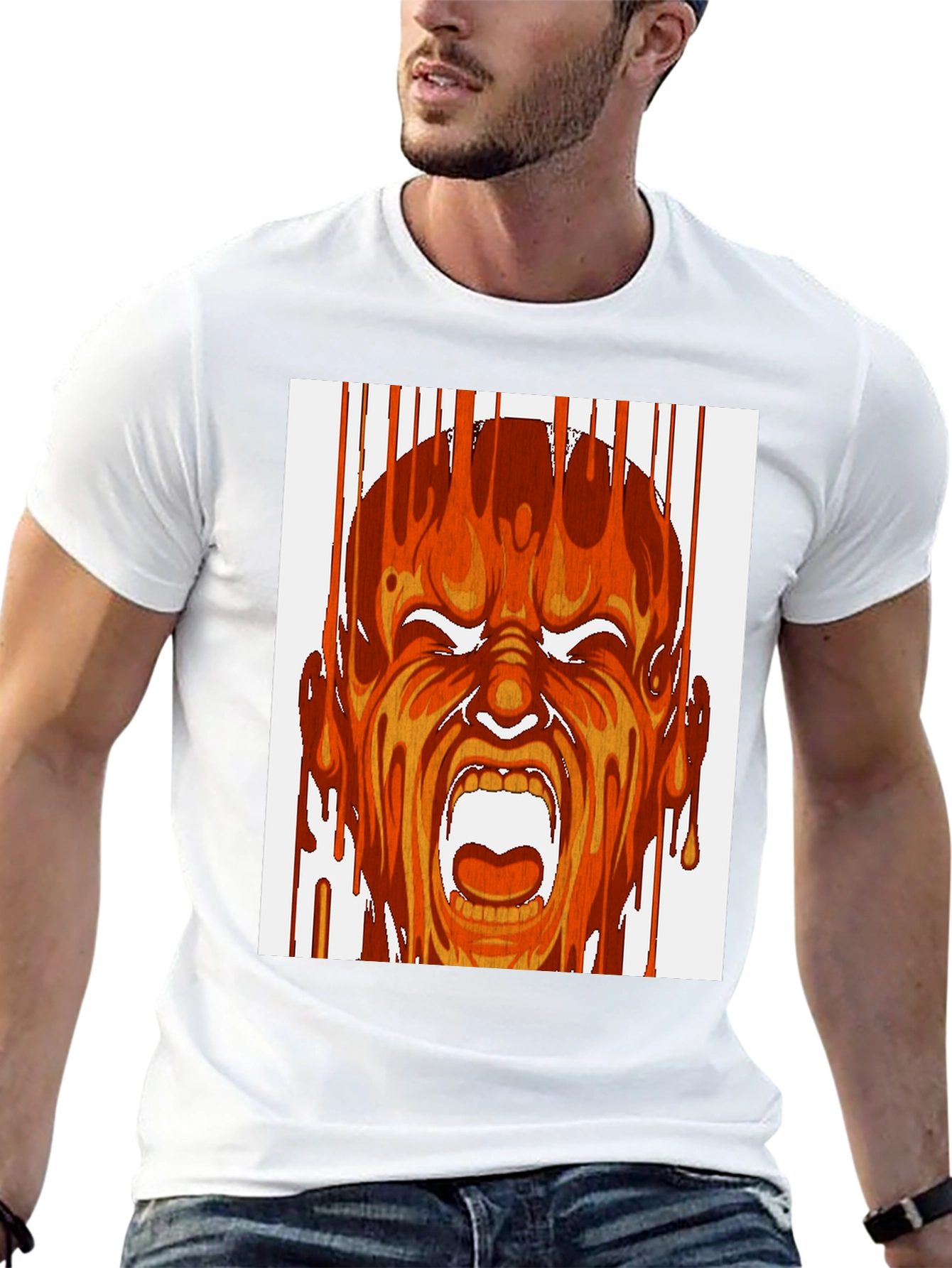 Fiery Scream Graphic Print Black T-Shirt