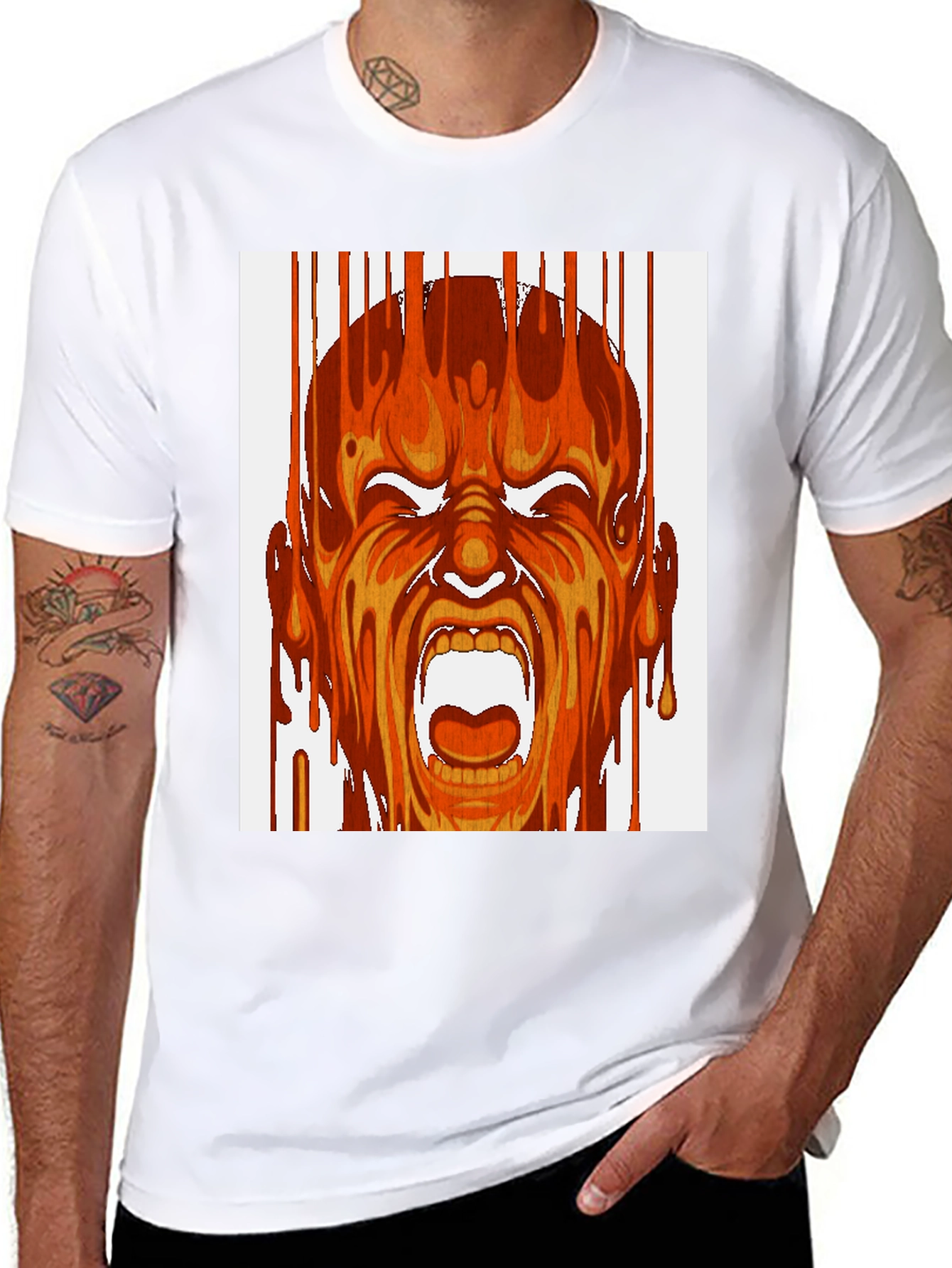 Fiery Scream Graphic Print Black T-Shirt