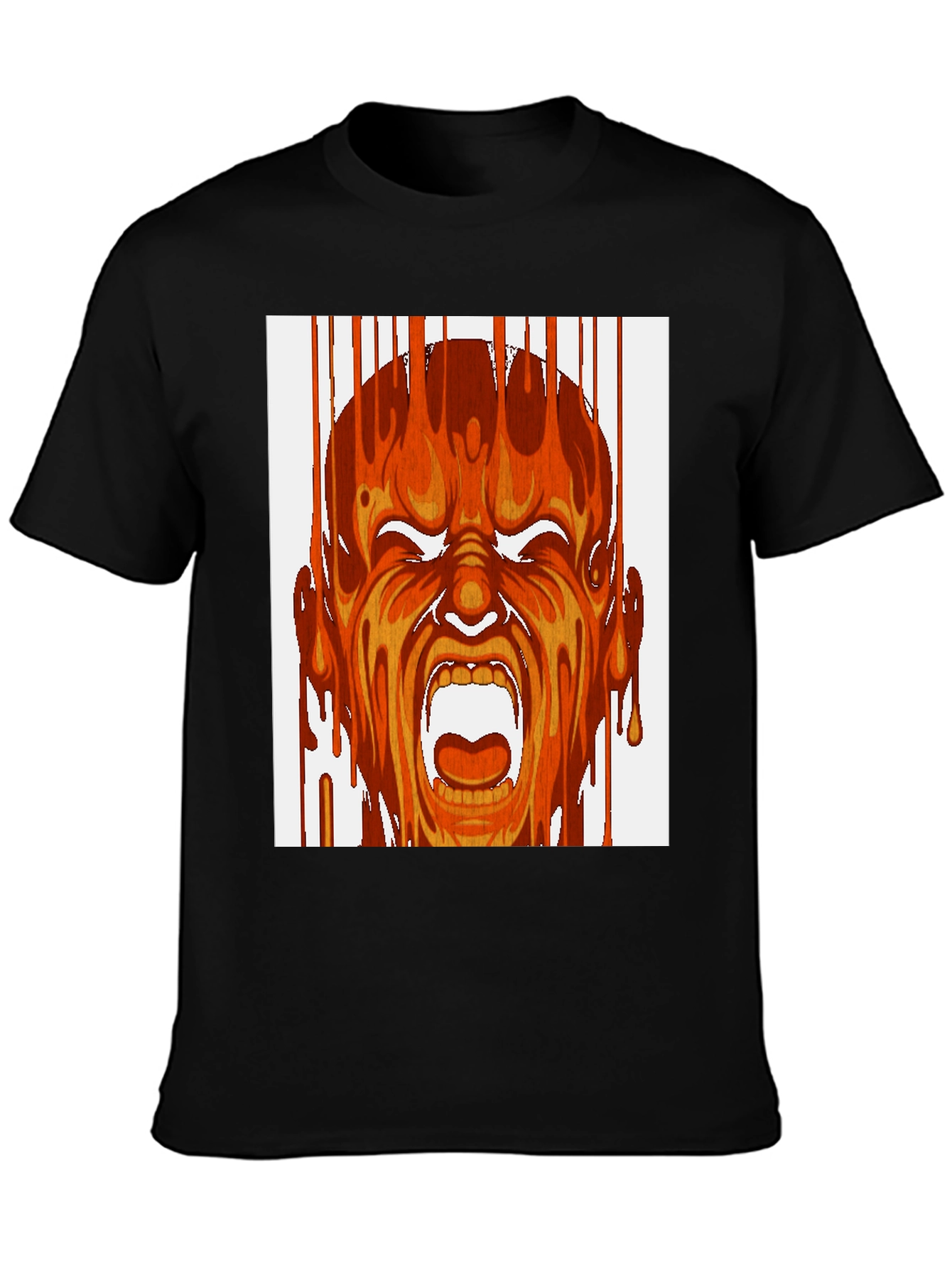 Fiery Scream Graphic Print Black T-Shirt