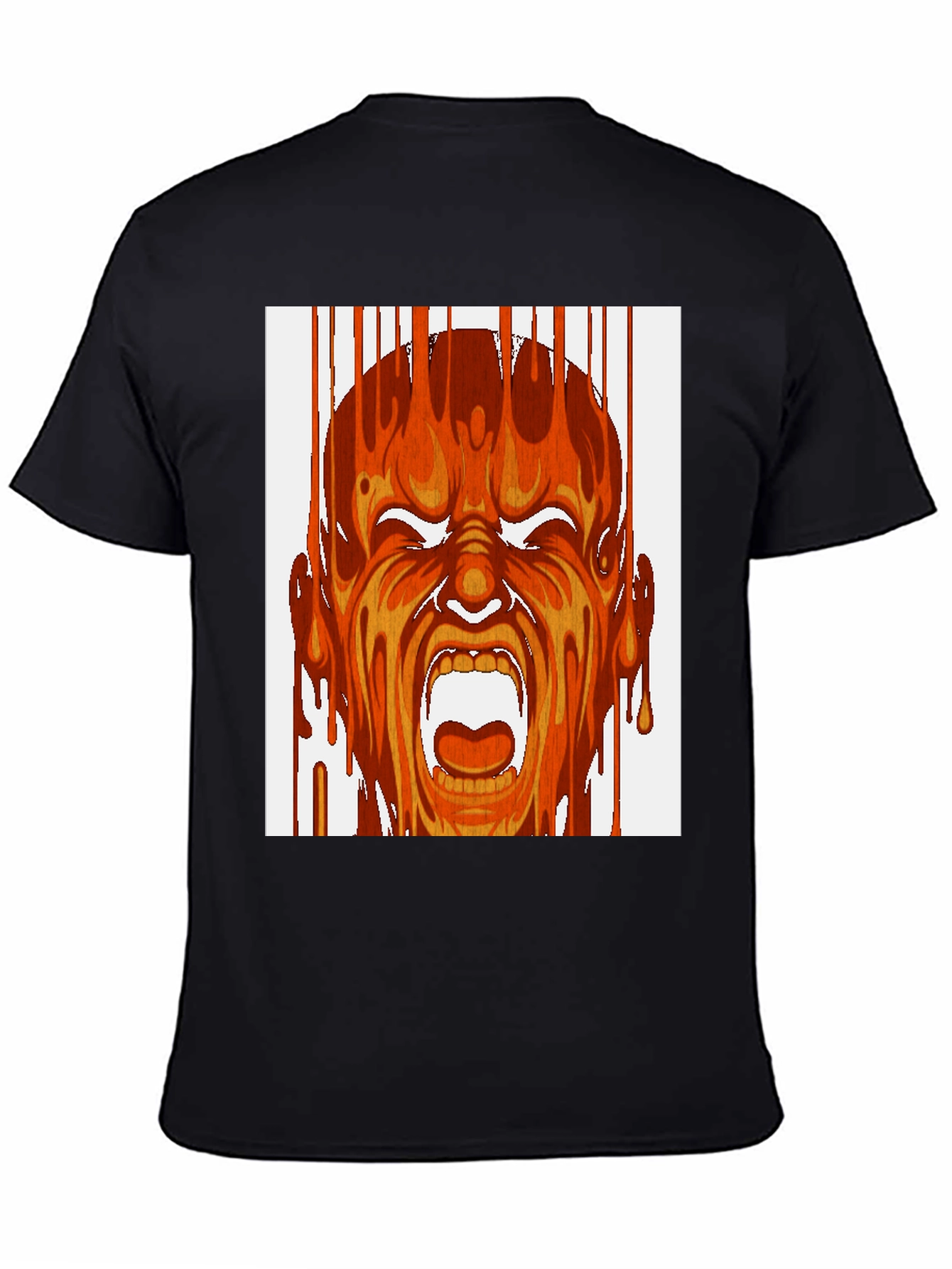 Fiery Scream Graphic Print Black T-Shirt