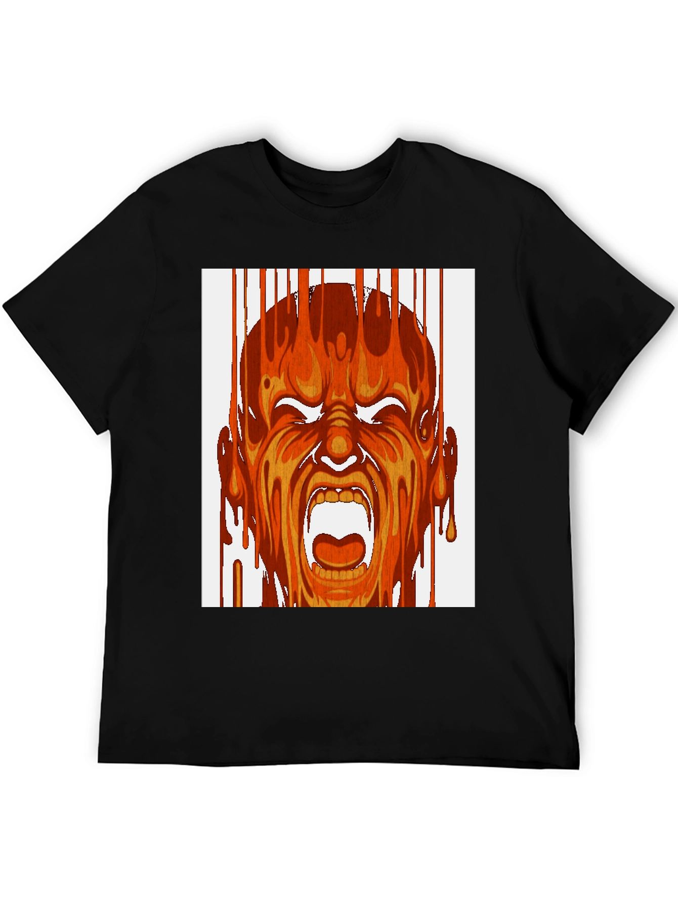 Fiery Scream Graphic Print Black T-Shirt