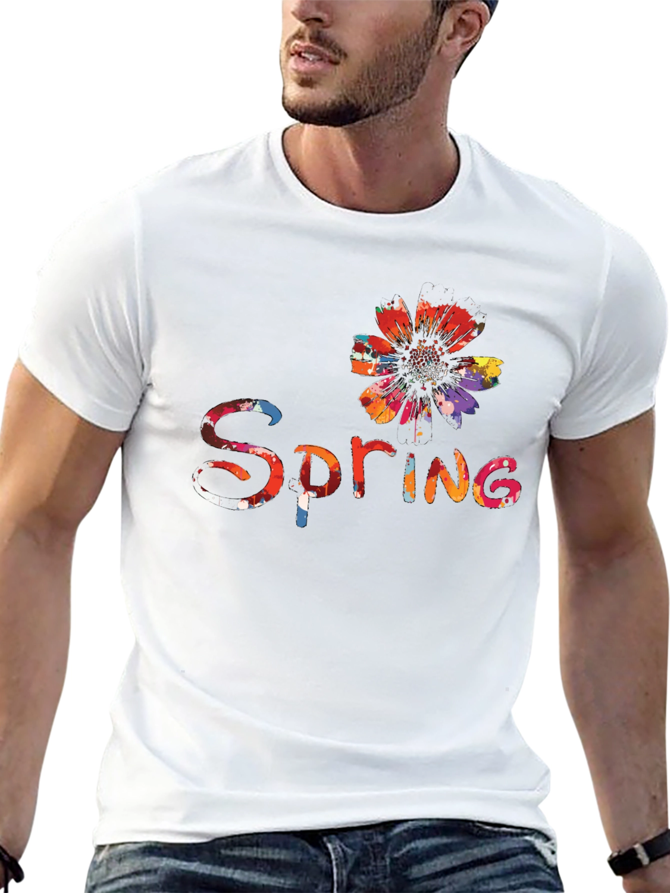 Spring Flower Graphic Tee - Black