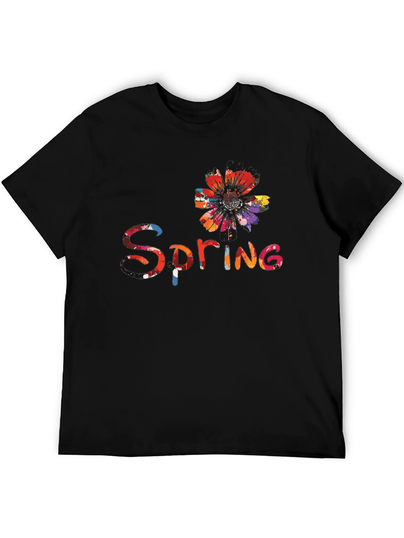 Spring Flower Graphic Tee - Black
