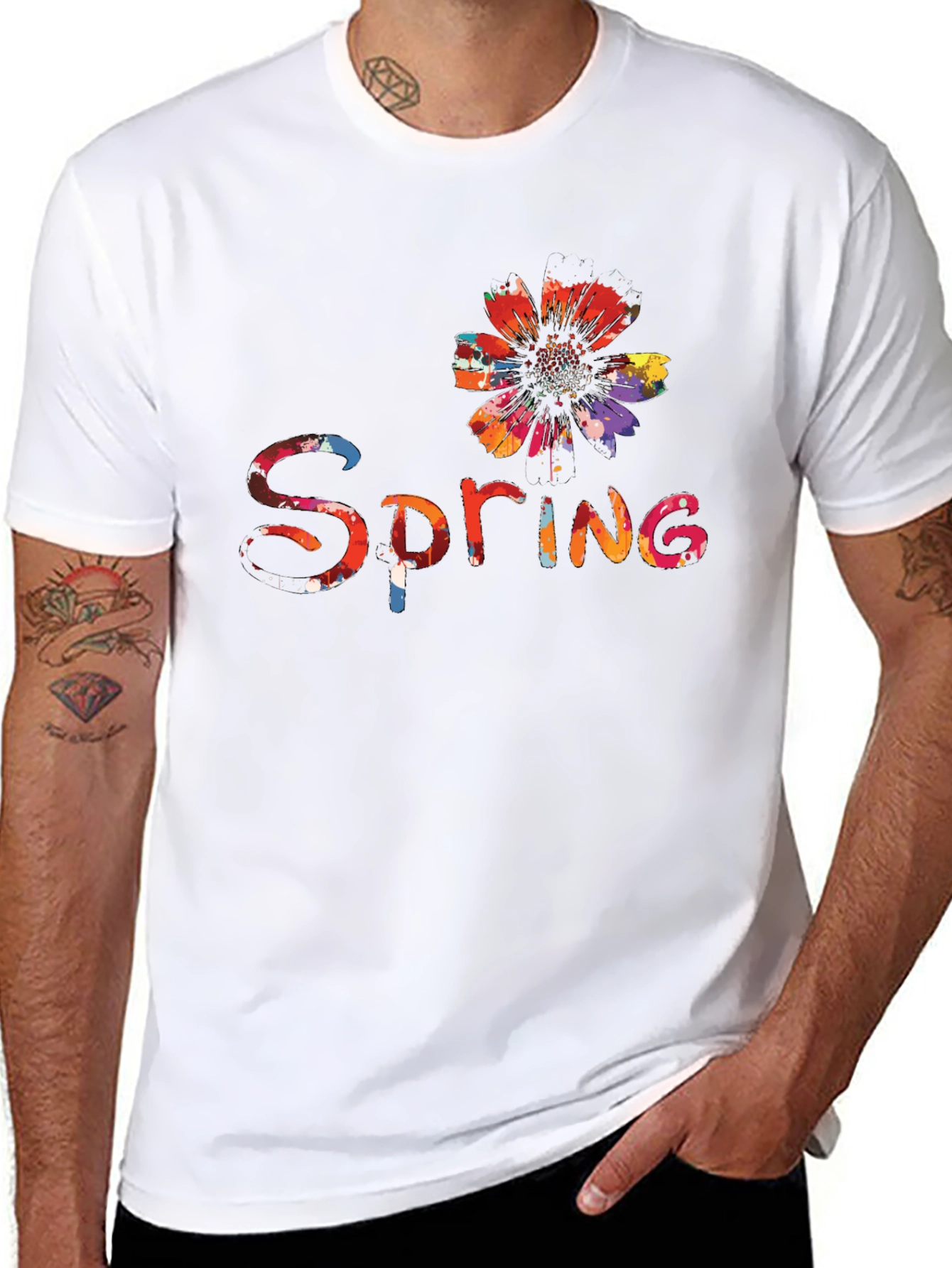 Spring Flower Graphic Tee - Black