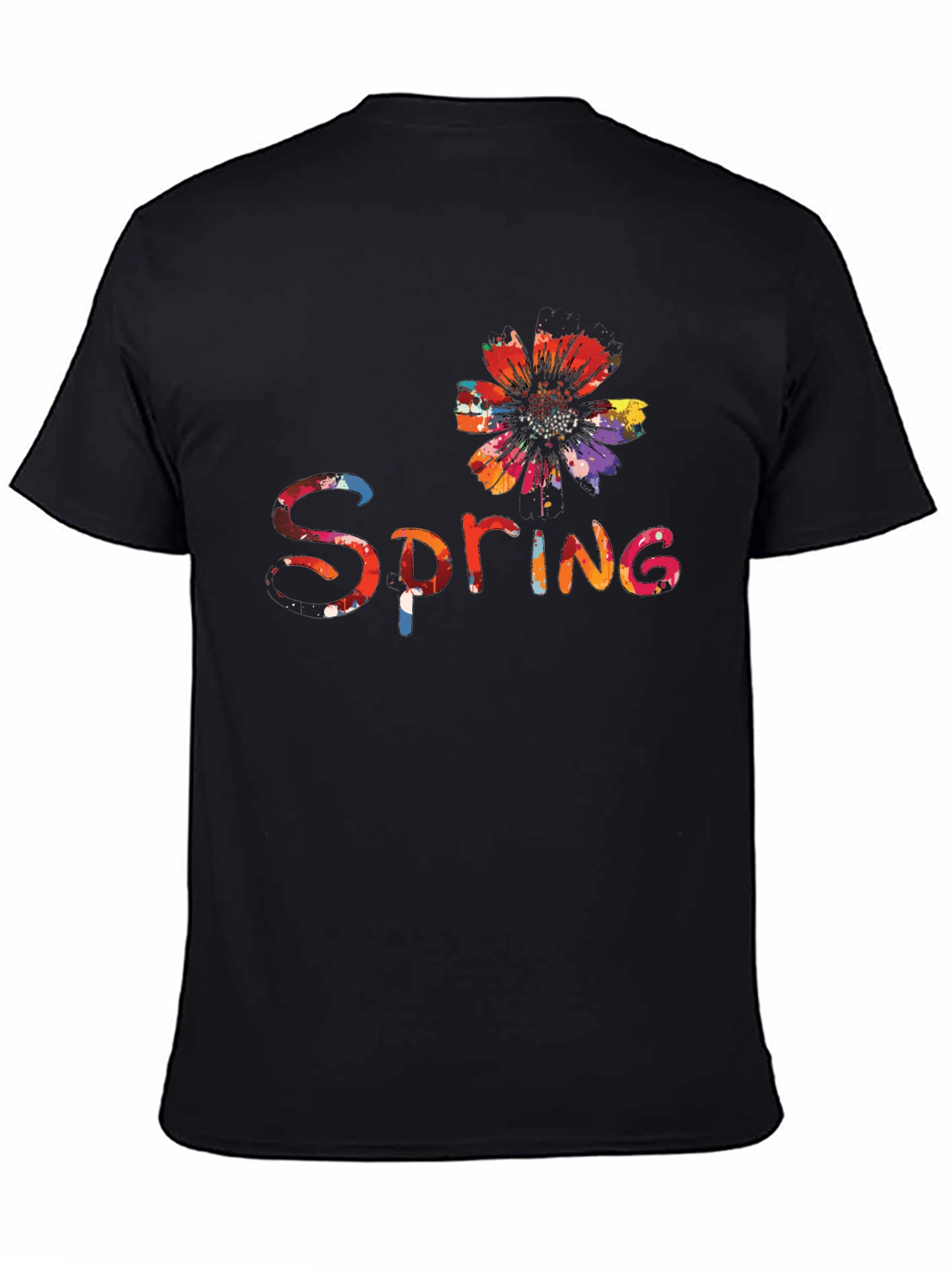 Spring Flower Graphic Tee - Black