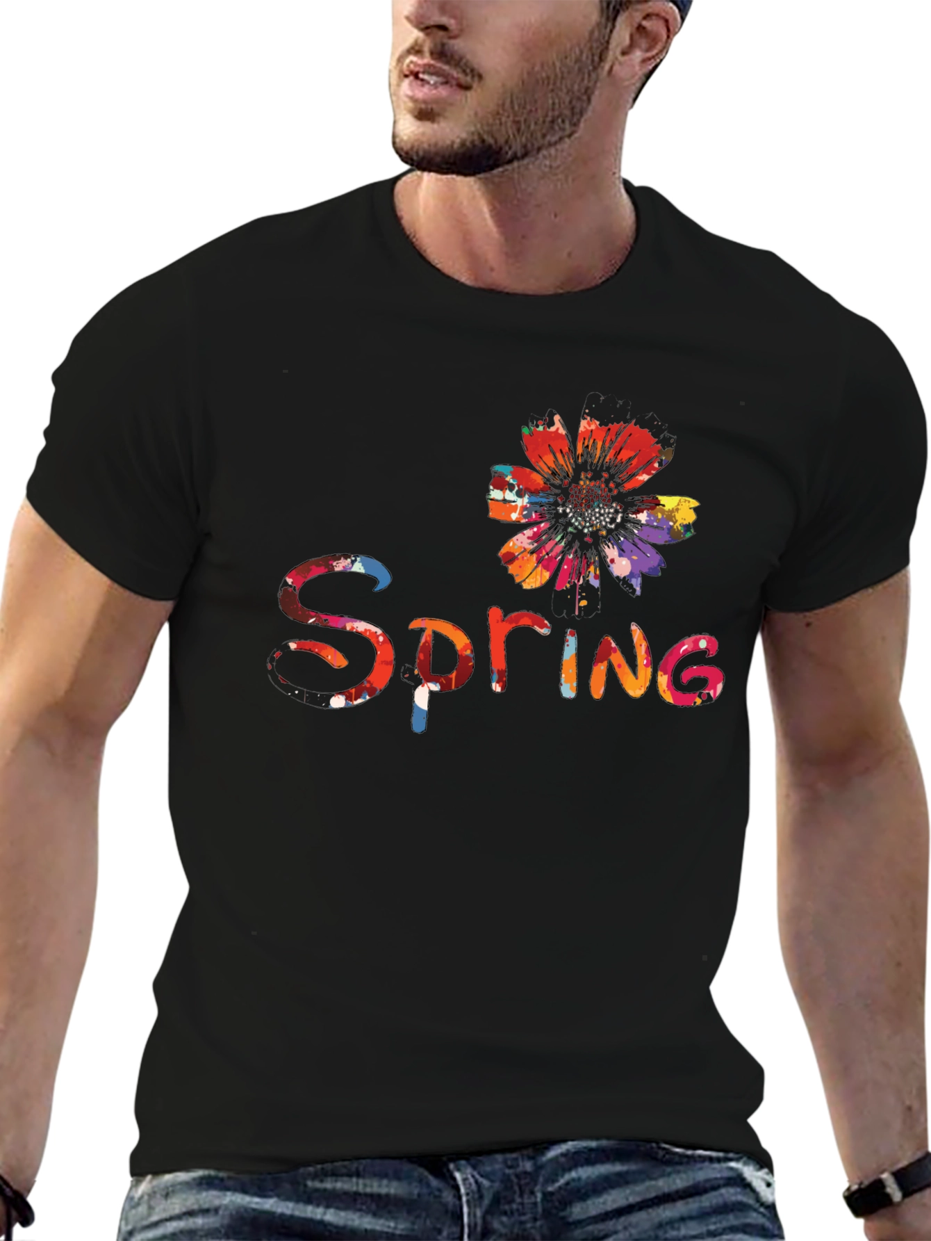 Spring Flower Graphic Tee - Black