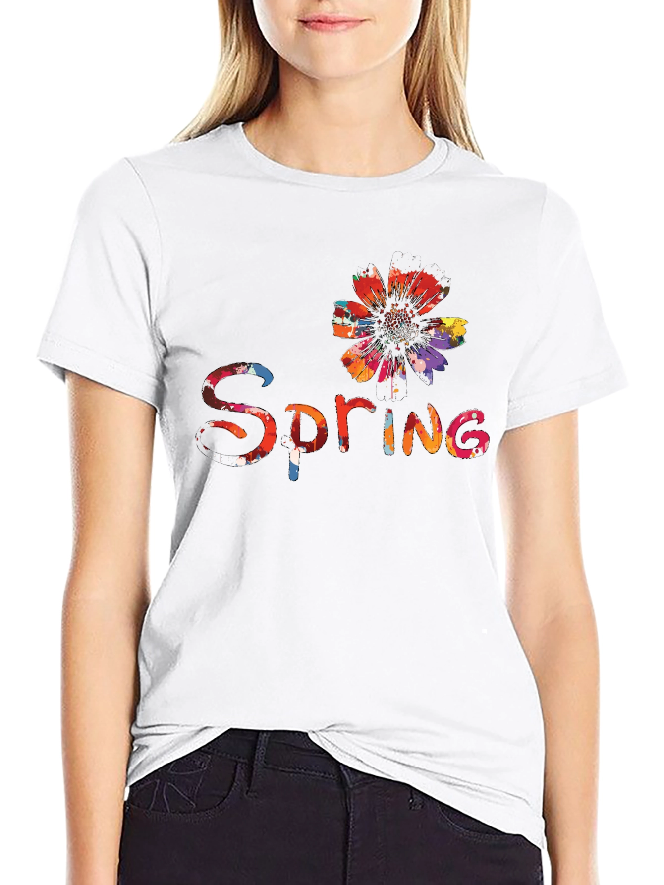 Spring Flower Graphic Tee - Black