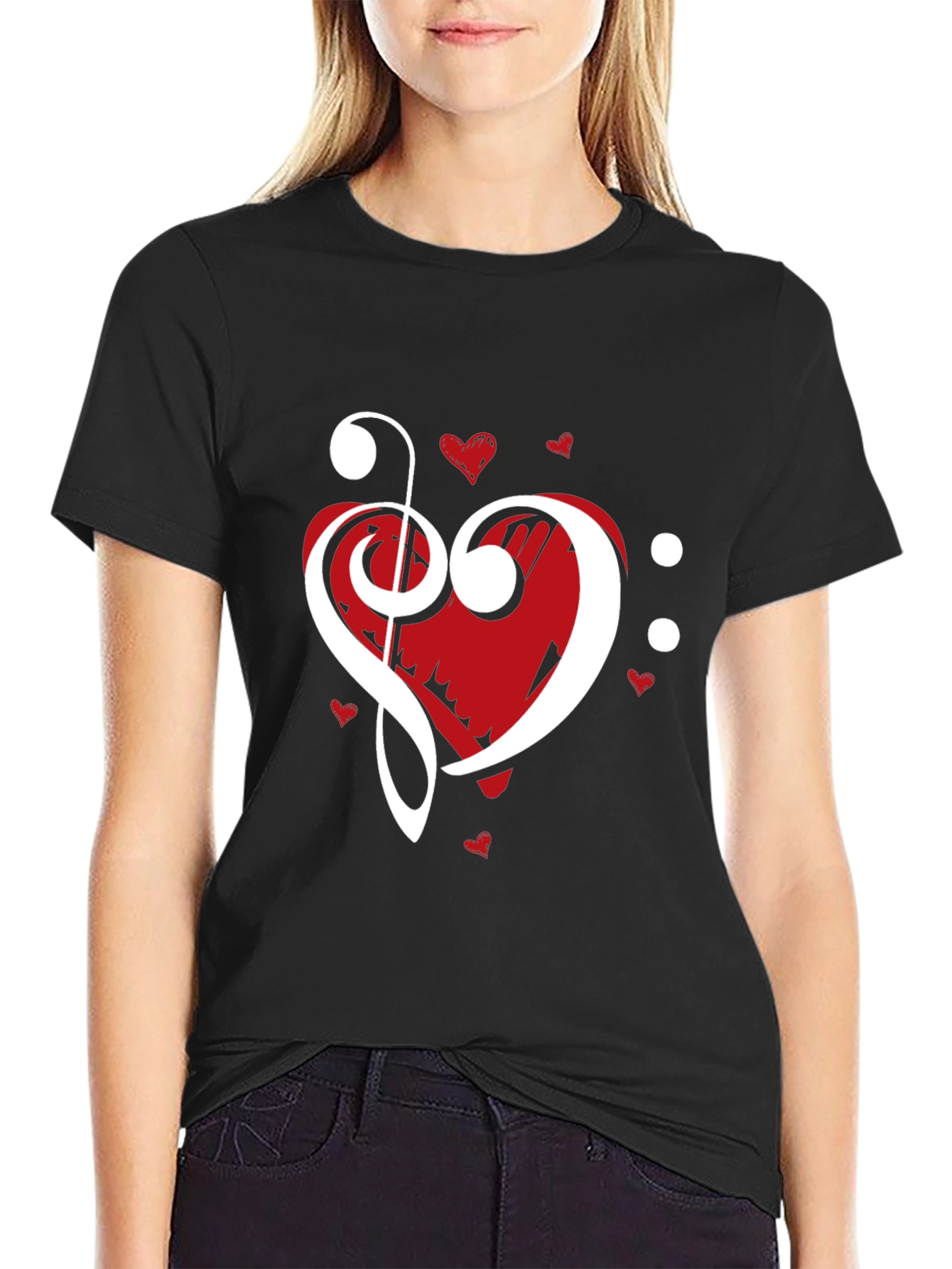 Music Heart Graphic Tee - Black