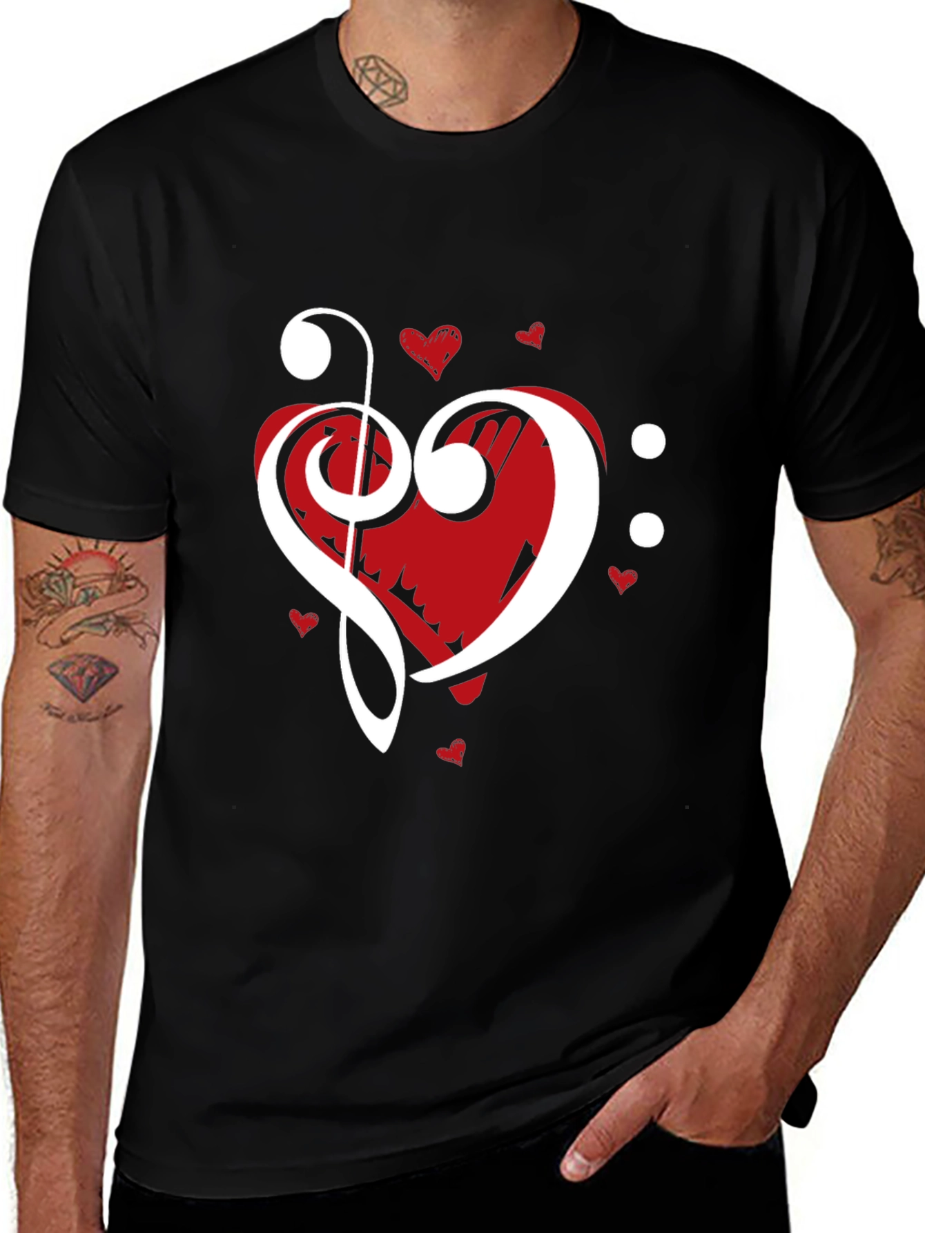 Music Heart Graphic Tee - Black