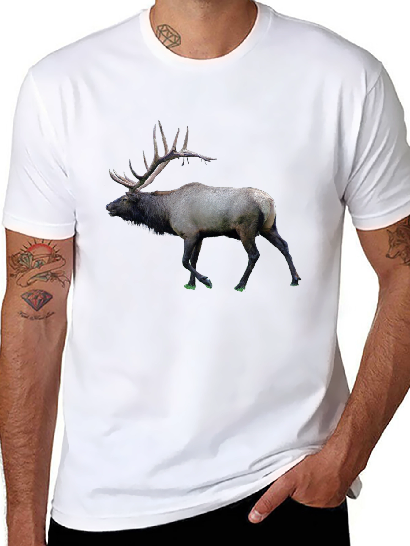 Elk Graphic Print T-Shirt