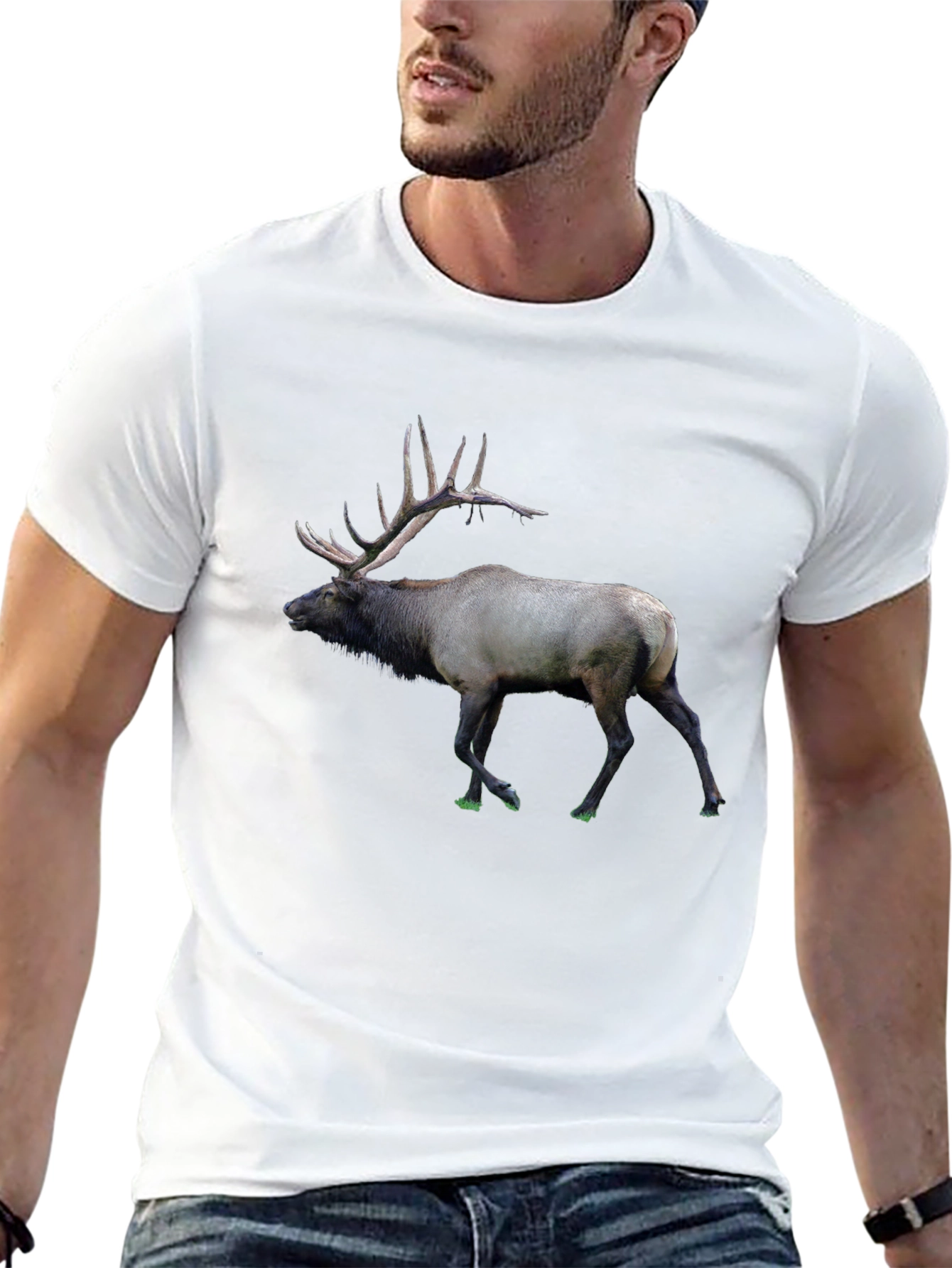 Elk Graphic Print T-Shirt