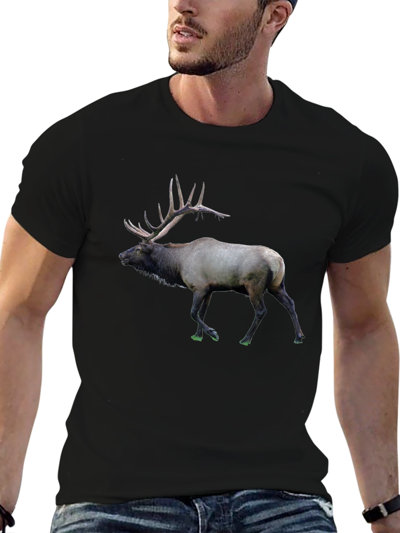 Elk Graphic Print T-Shirt