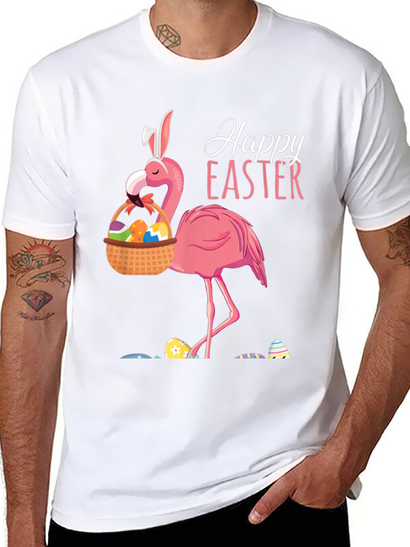 Easter Flamingo T-Shirt - Black