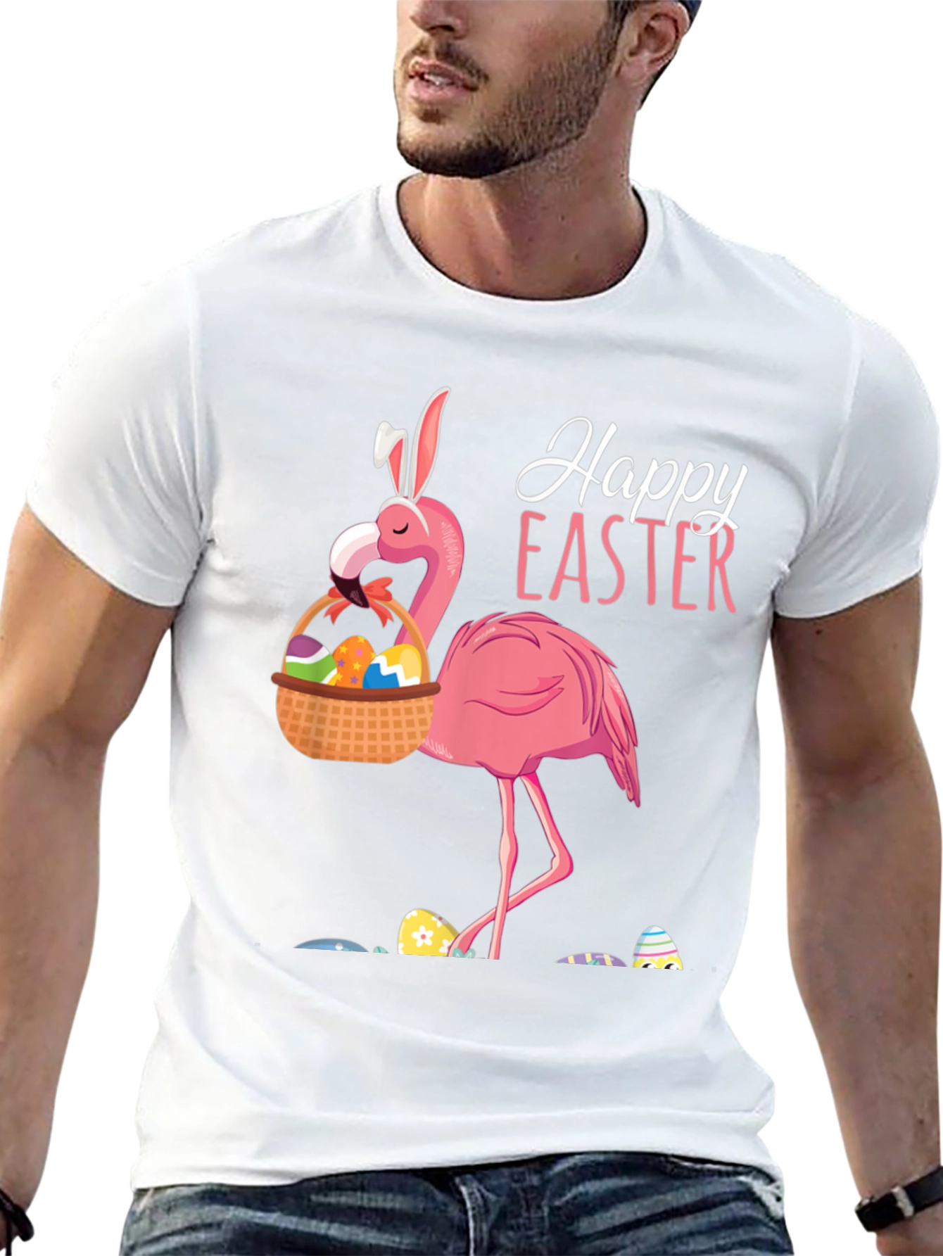 Easter Flamingo T-Shirt - Black