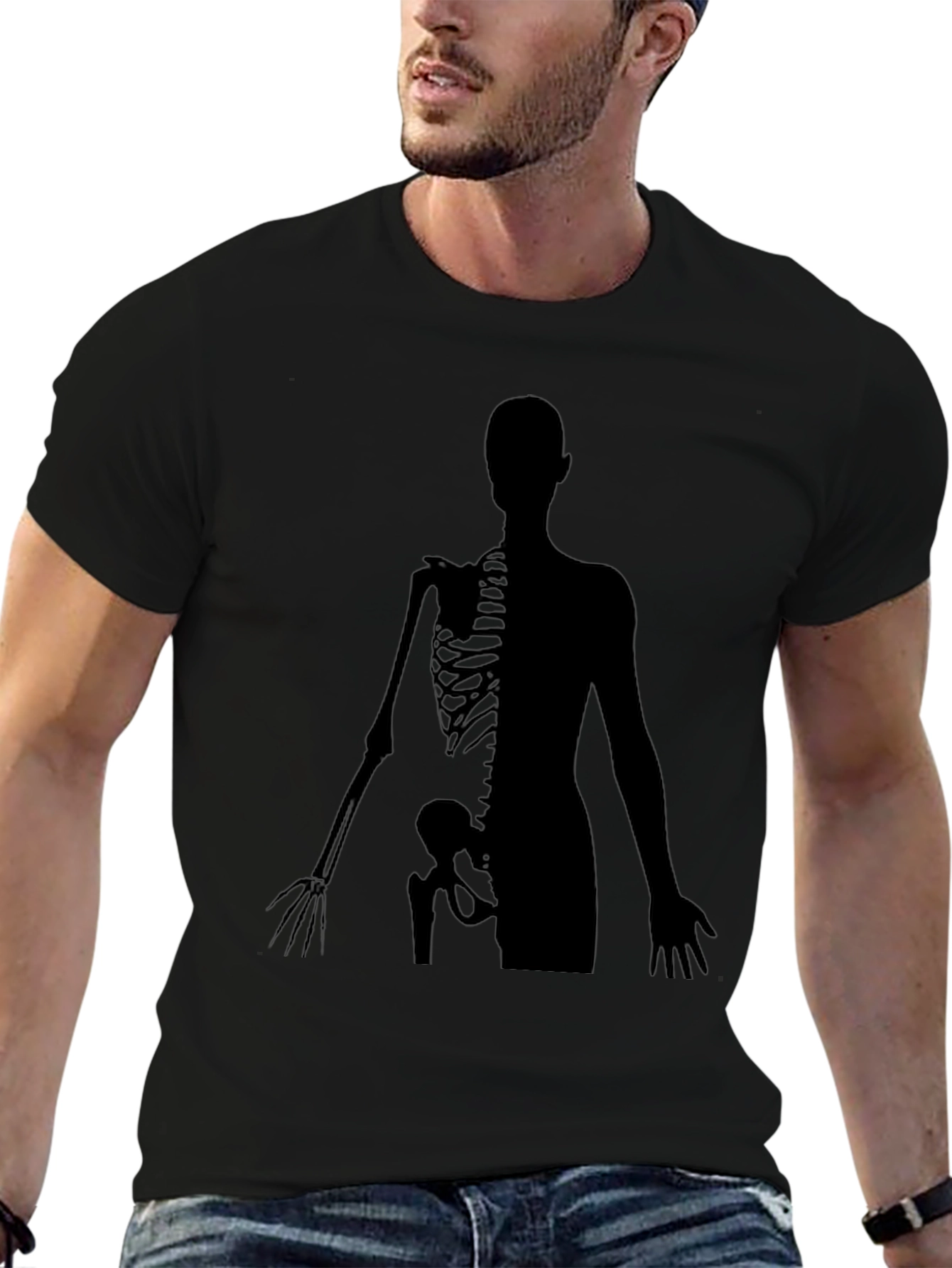 Anatomy Skeleton Print Crew Neck T-Shirt