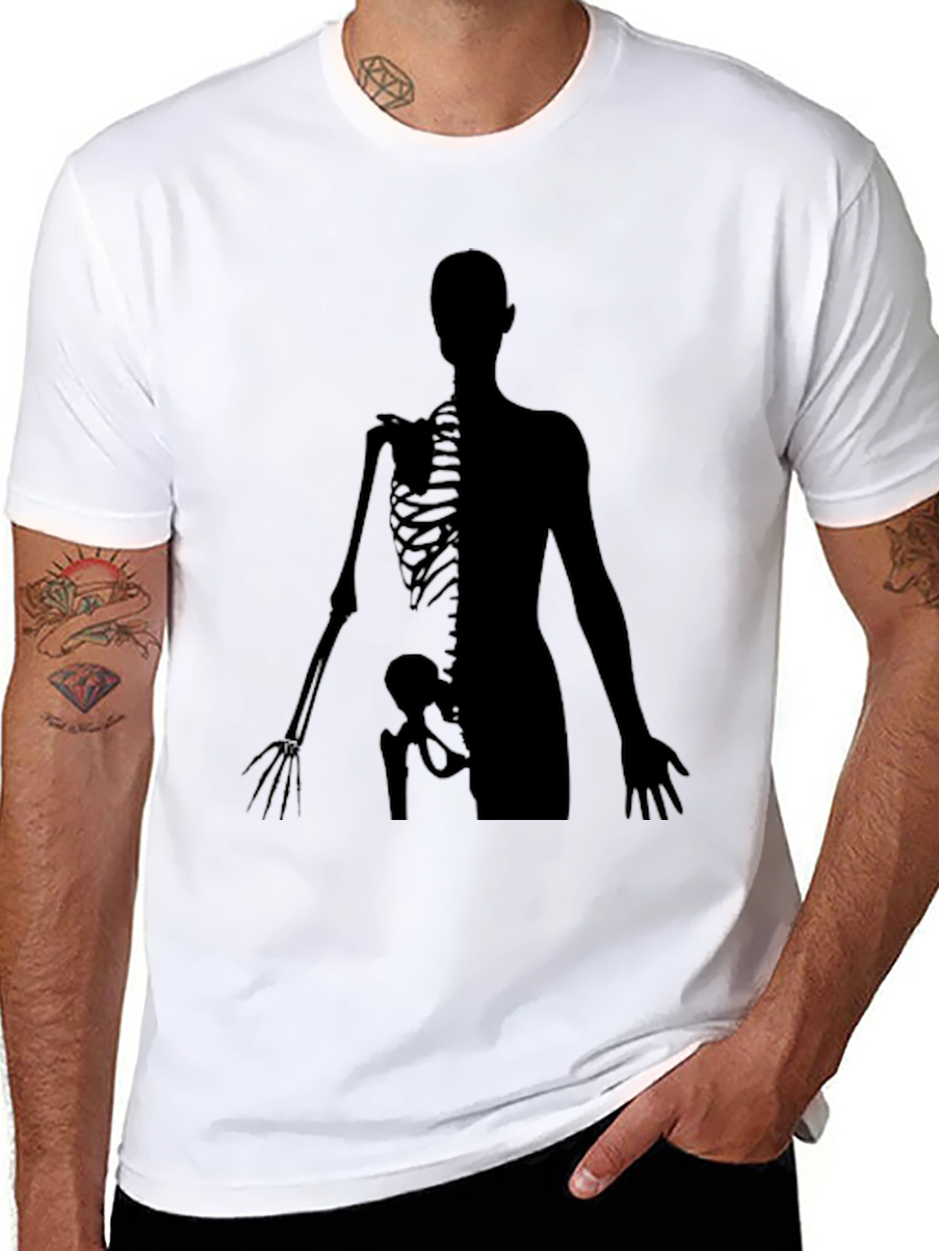Anatomy Skeleton Print Crew Neck T-Shirt