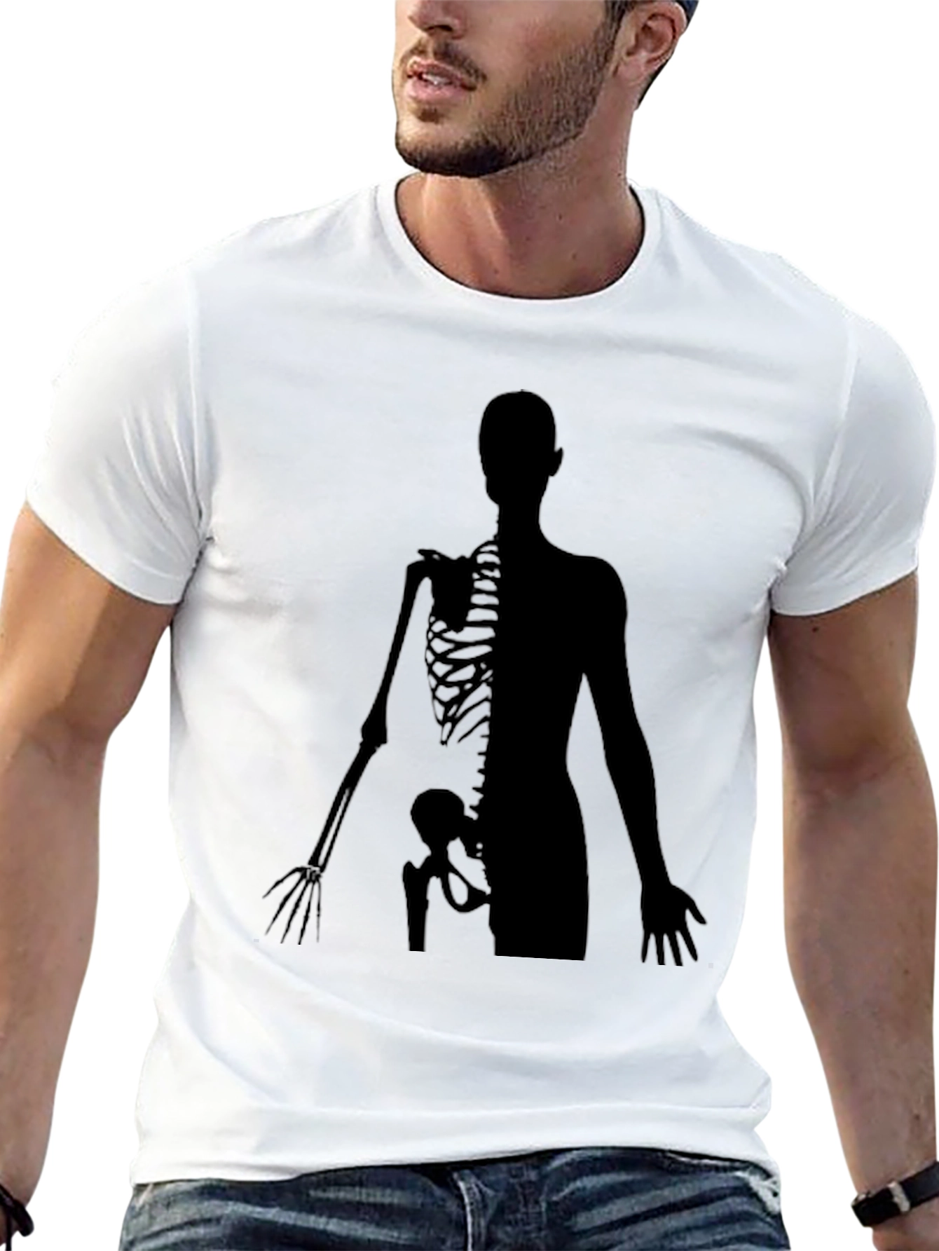 Anatomy Skeleton Print Crew Neck T-Shirt