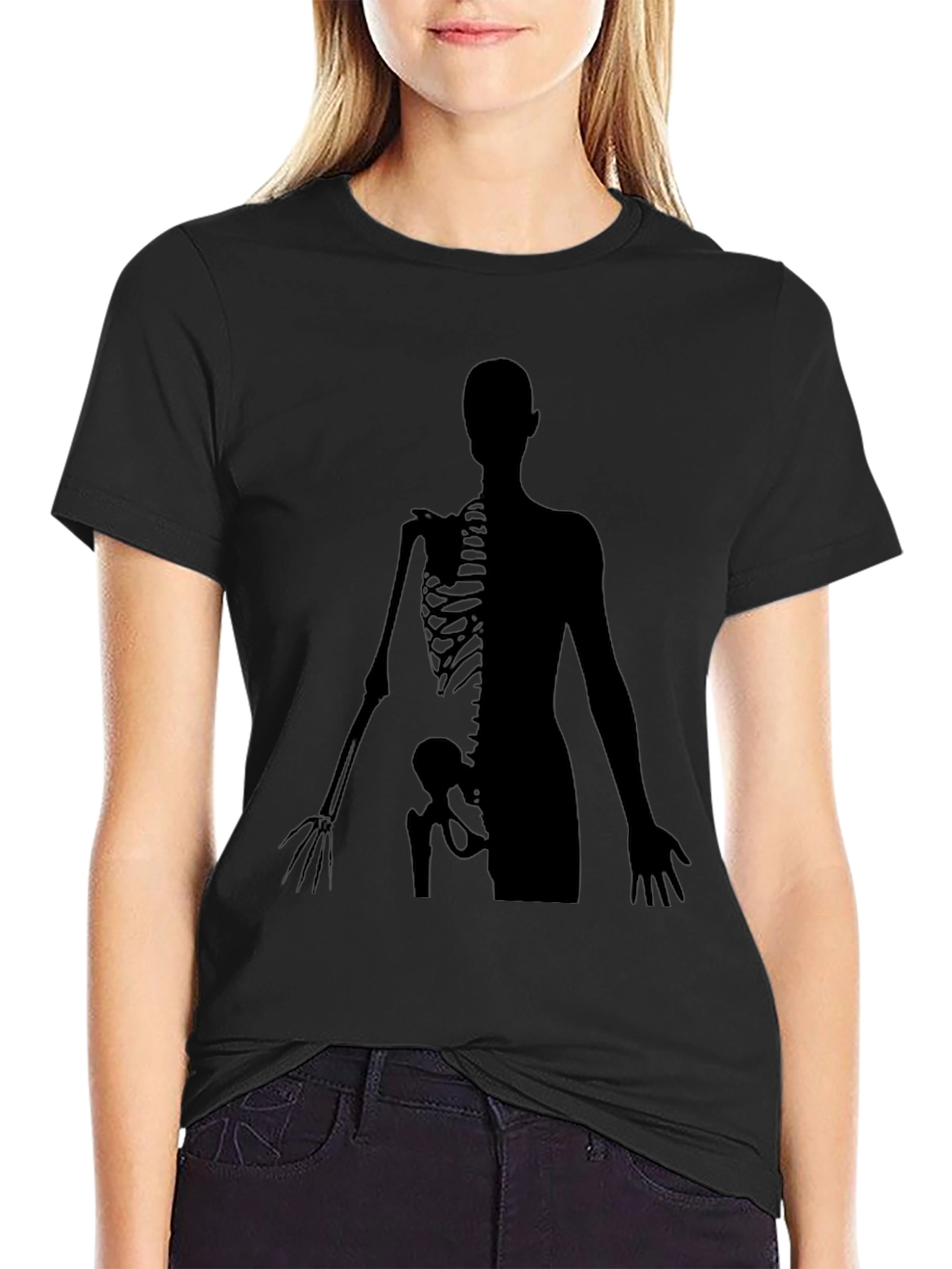Anatomy Skeleton Print Crew Neck T-Shirt