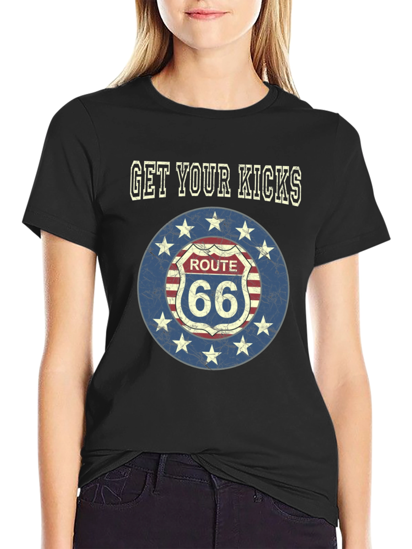 Route 66 Get Your Kicks Black T-Shirt