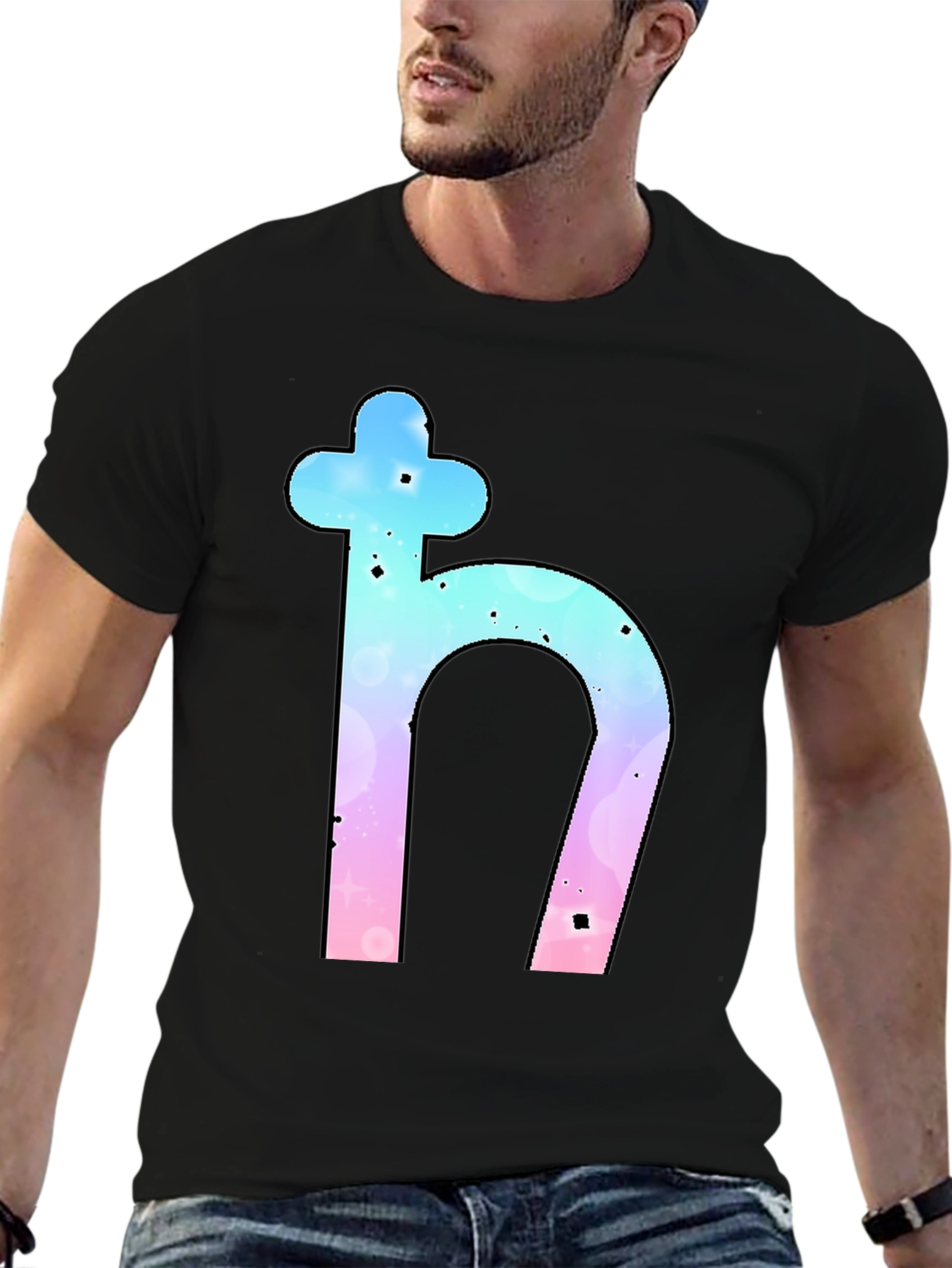 Saturn Symbol Graphic Tee - Trendy Black T-Shirt