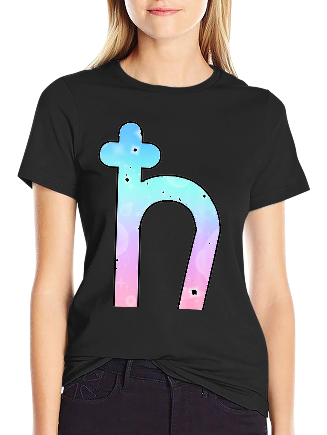 Saturn Symbol Graphic Tee - Trendy Black T-Shirt