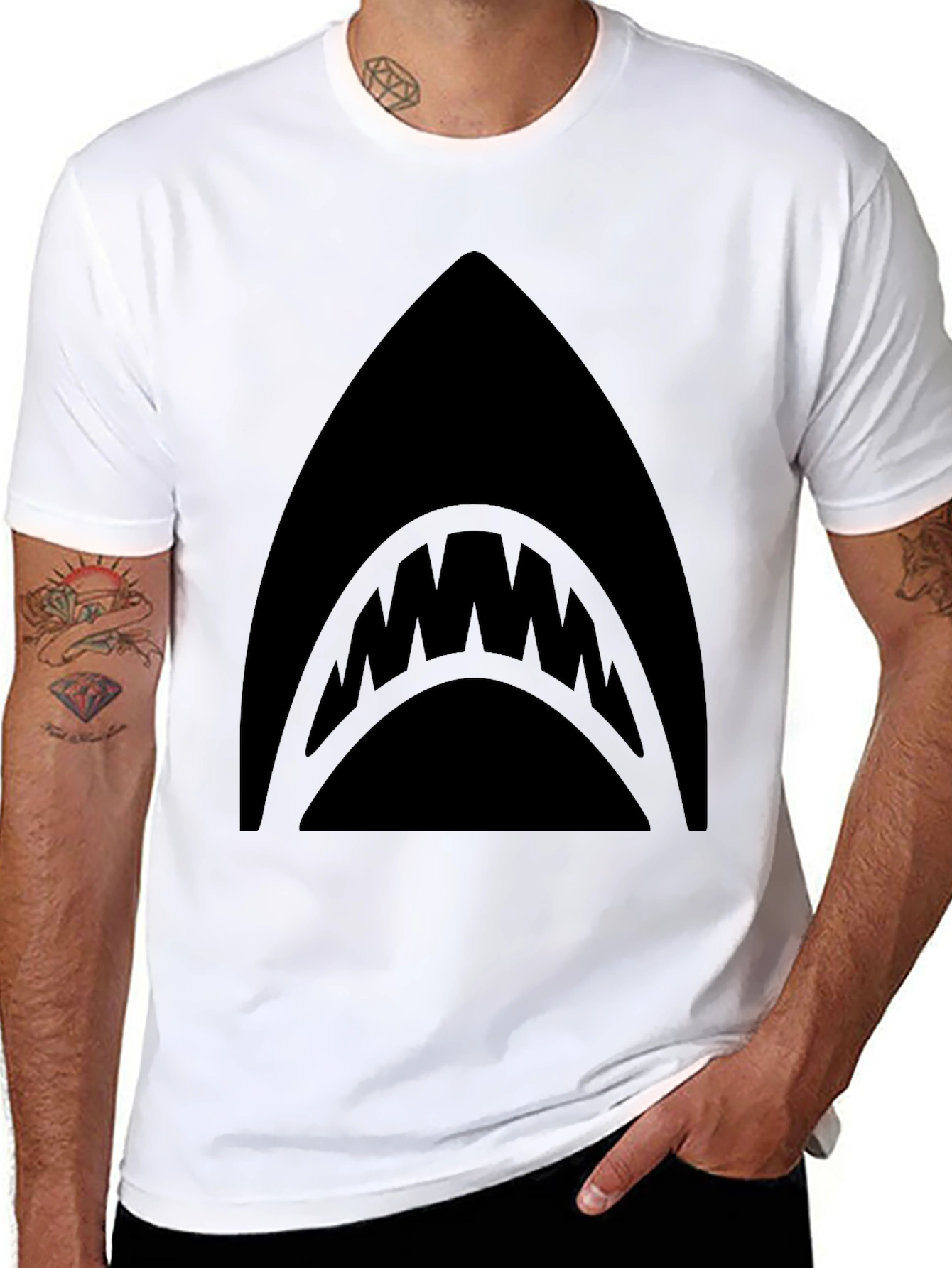 Mens Black Shark Graphic T-Shirt