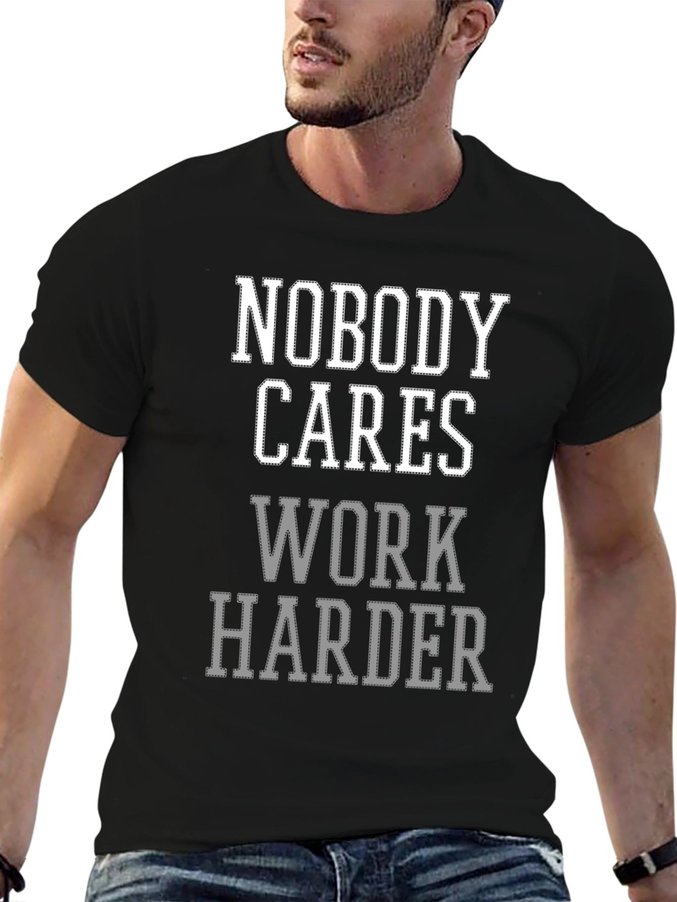 Nobody Cares Work Harder Graphic Tee - Black