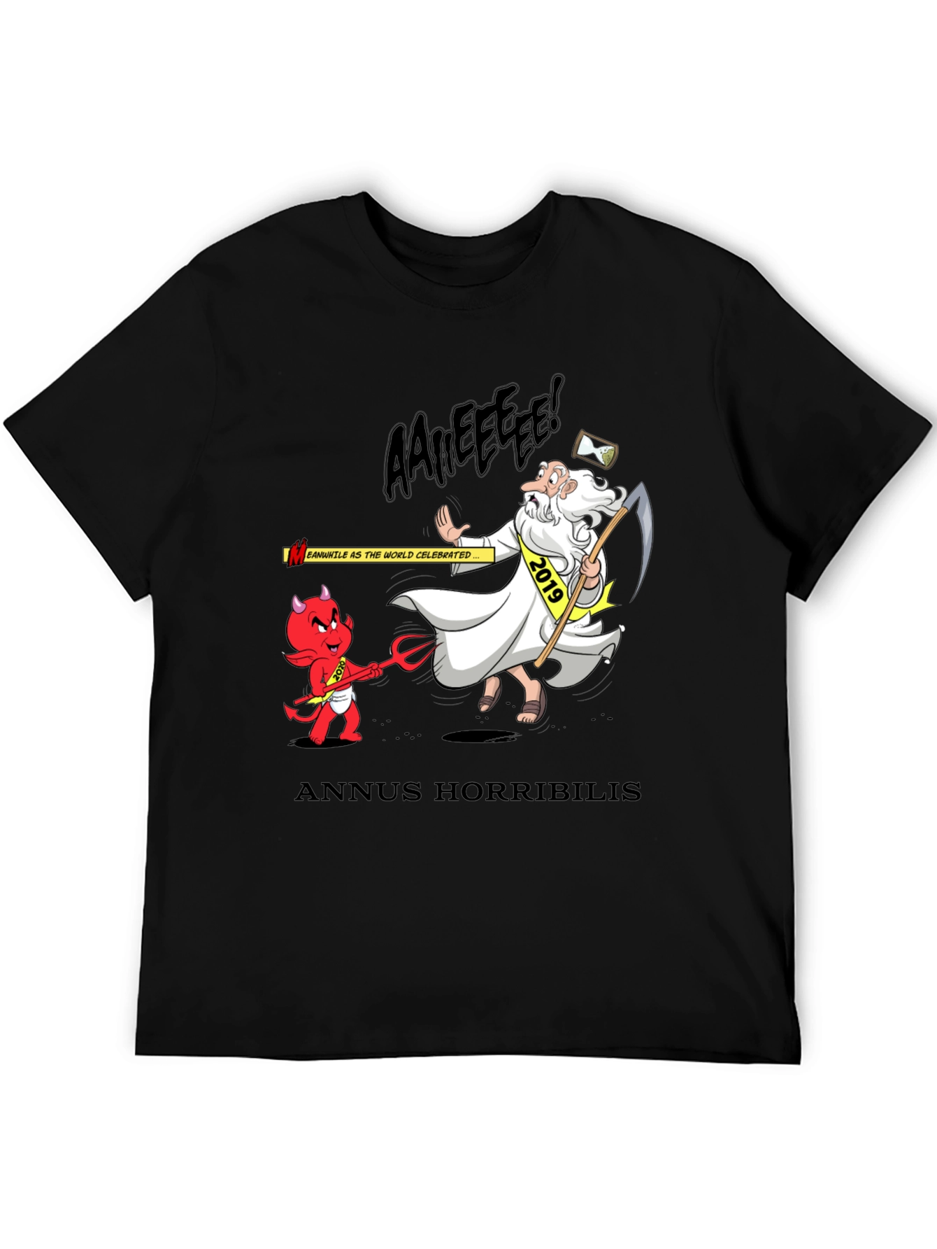Anuus Horribilis T-Shirt: Cartoon Devil Confronts 2019 Time