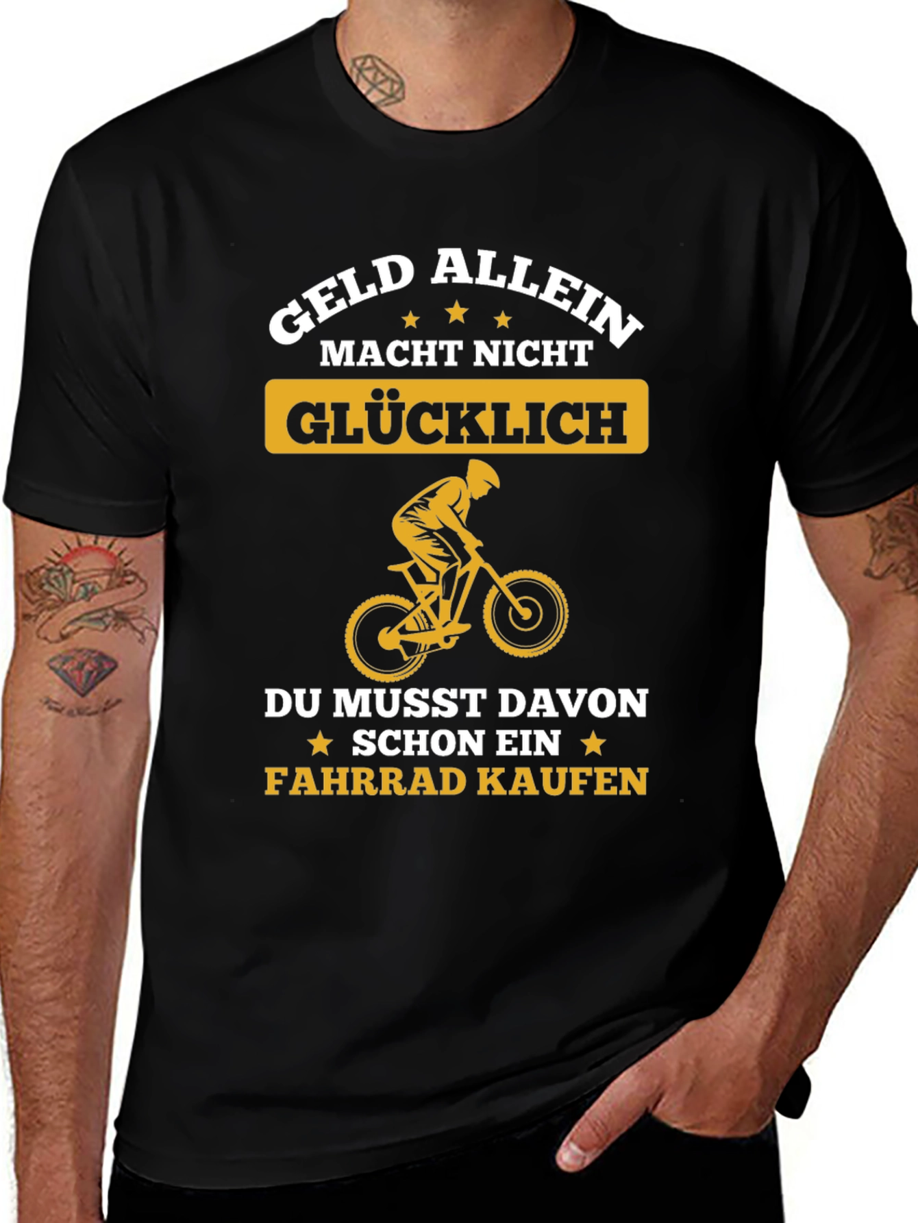 Funny German Bike T-Shirt: Geld Allein Macht Nicht Glücklich
