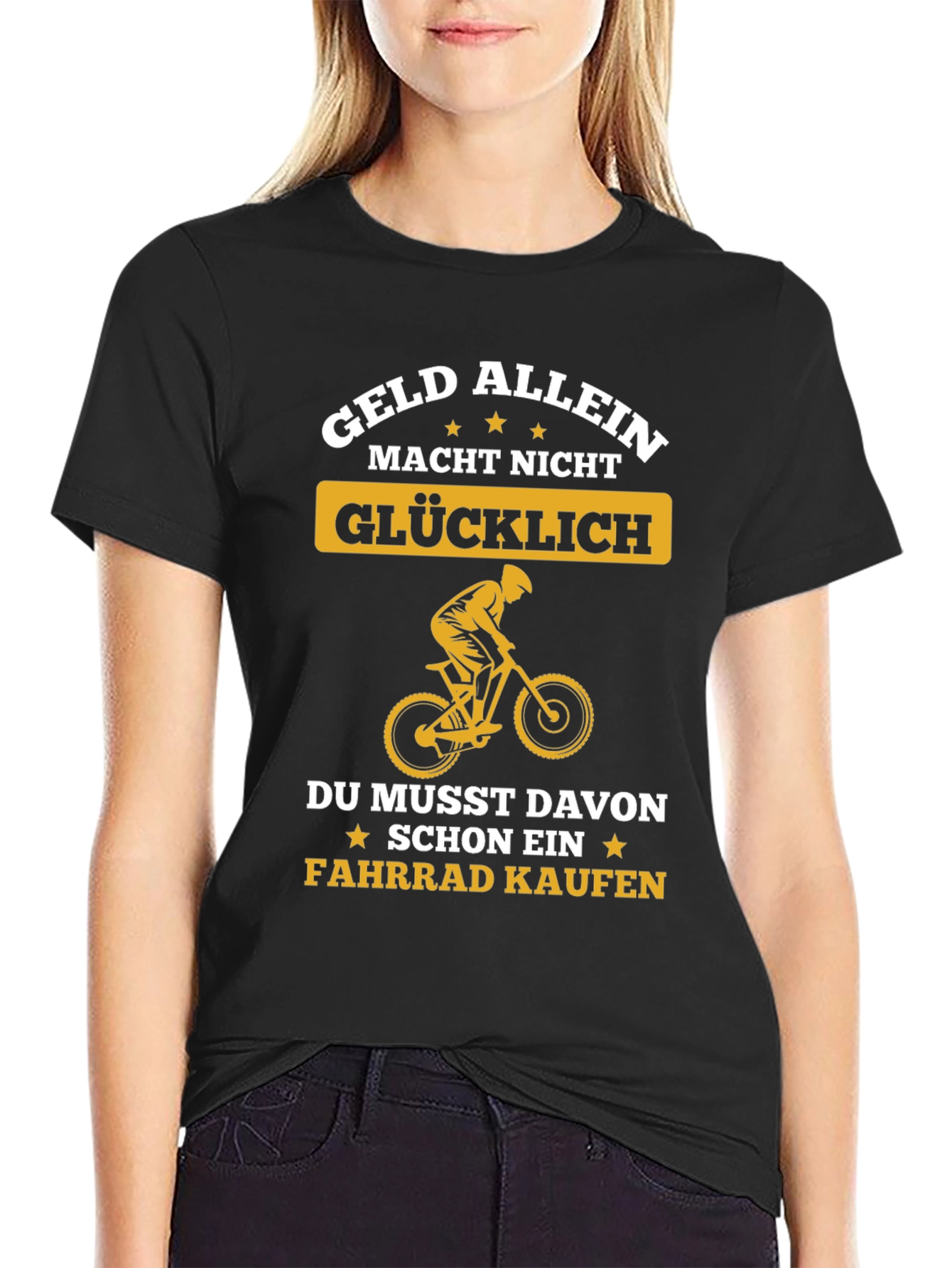 Funny German Bike T-Shirt: Geld Allein Macht Nicht Glücklich