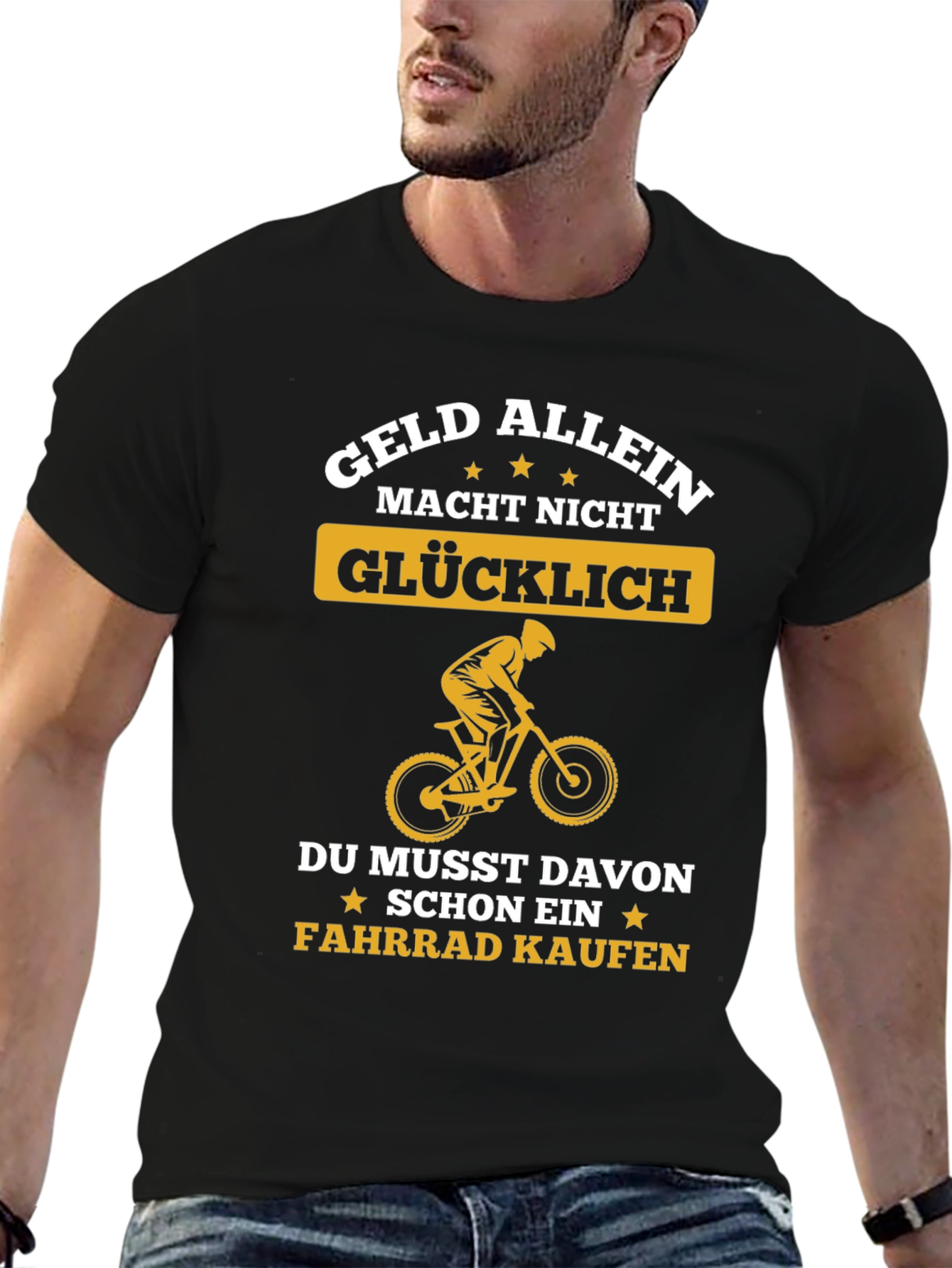 Funny German Bike T-Shirt: Geld Allein Macht Nicht Glücklich