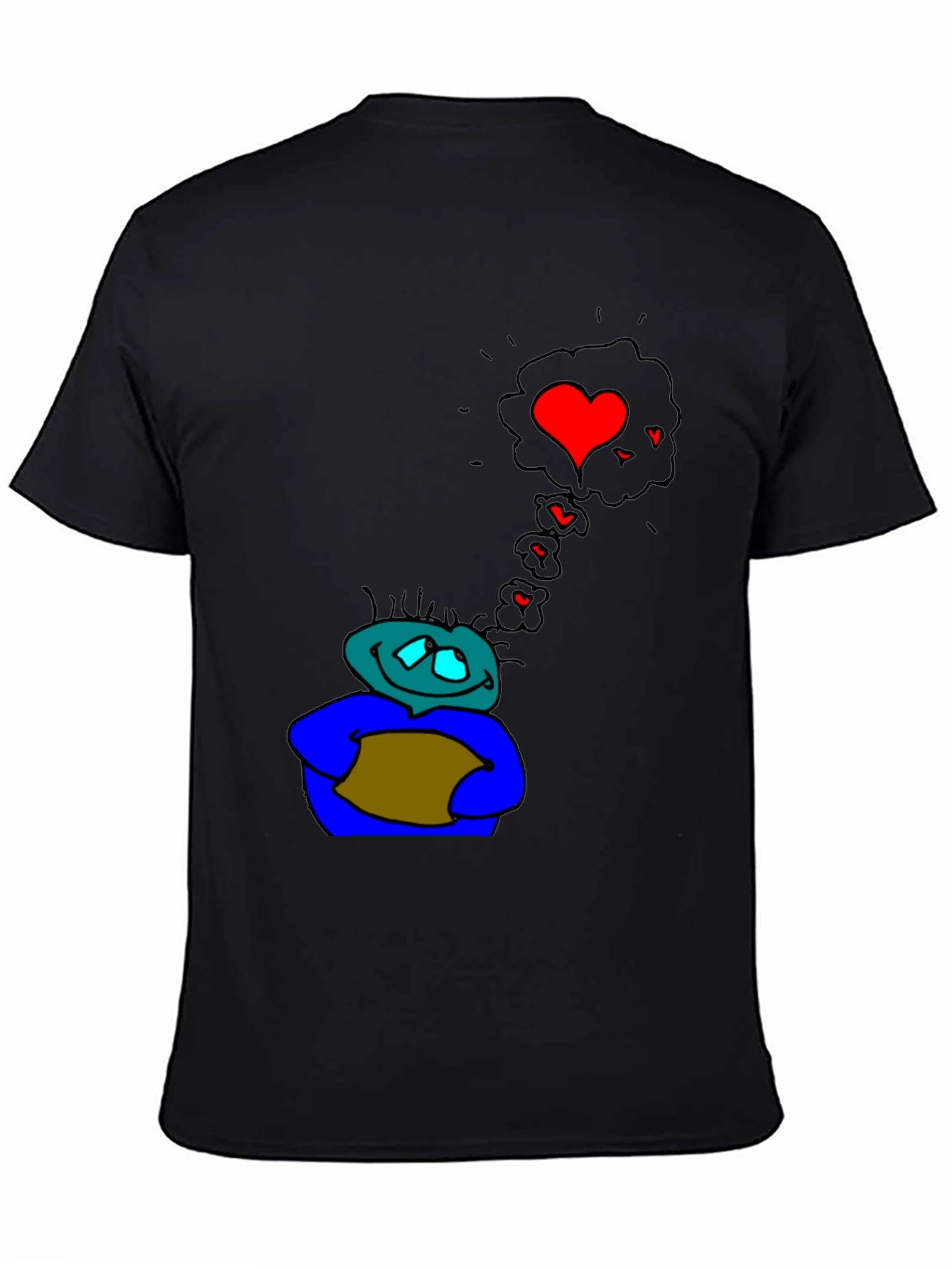 Cartoon Character Heart Dream Black T-Shirt